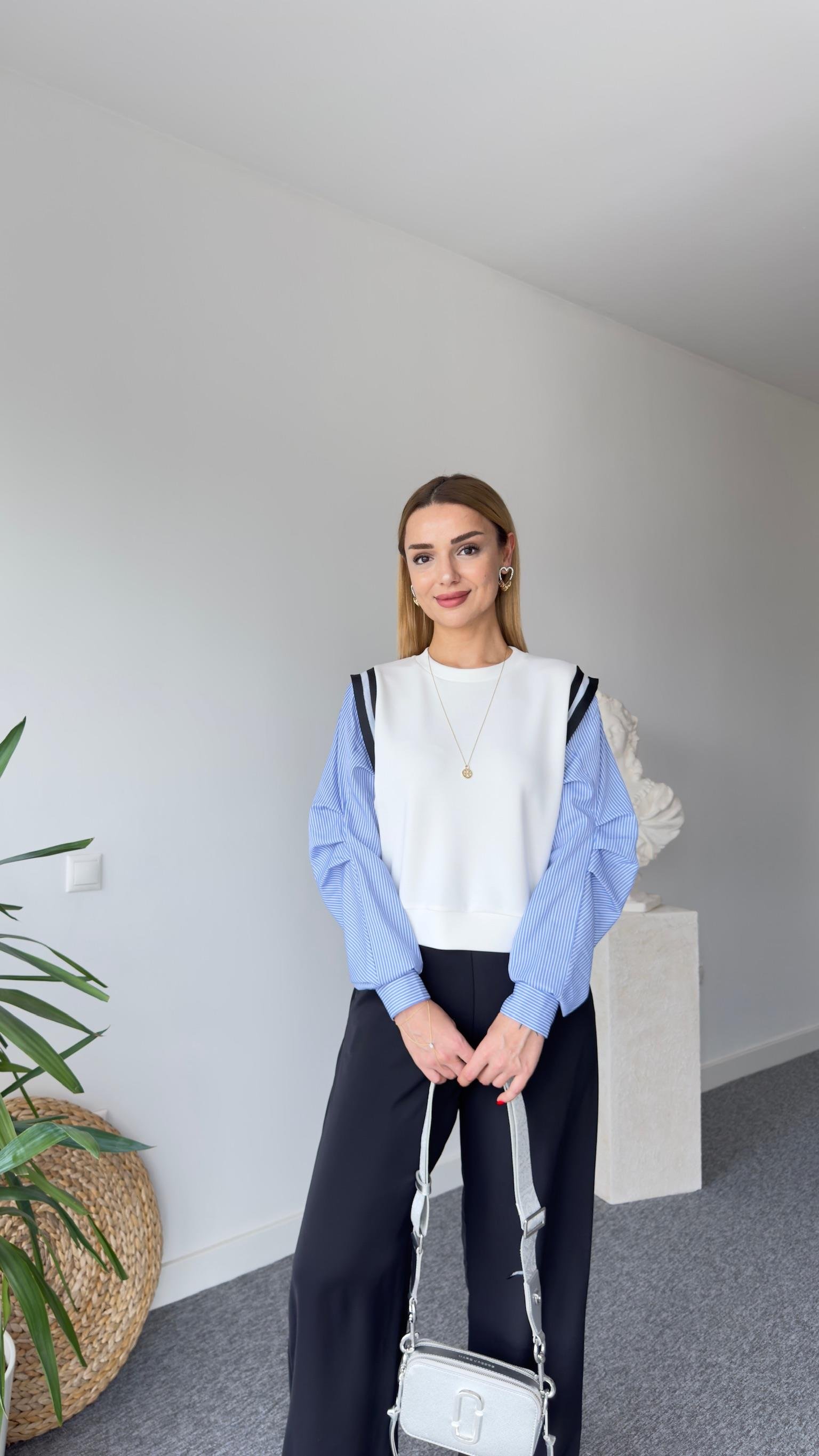 Pedre Kollar Gömlek Detay İnce Ekru Sweat