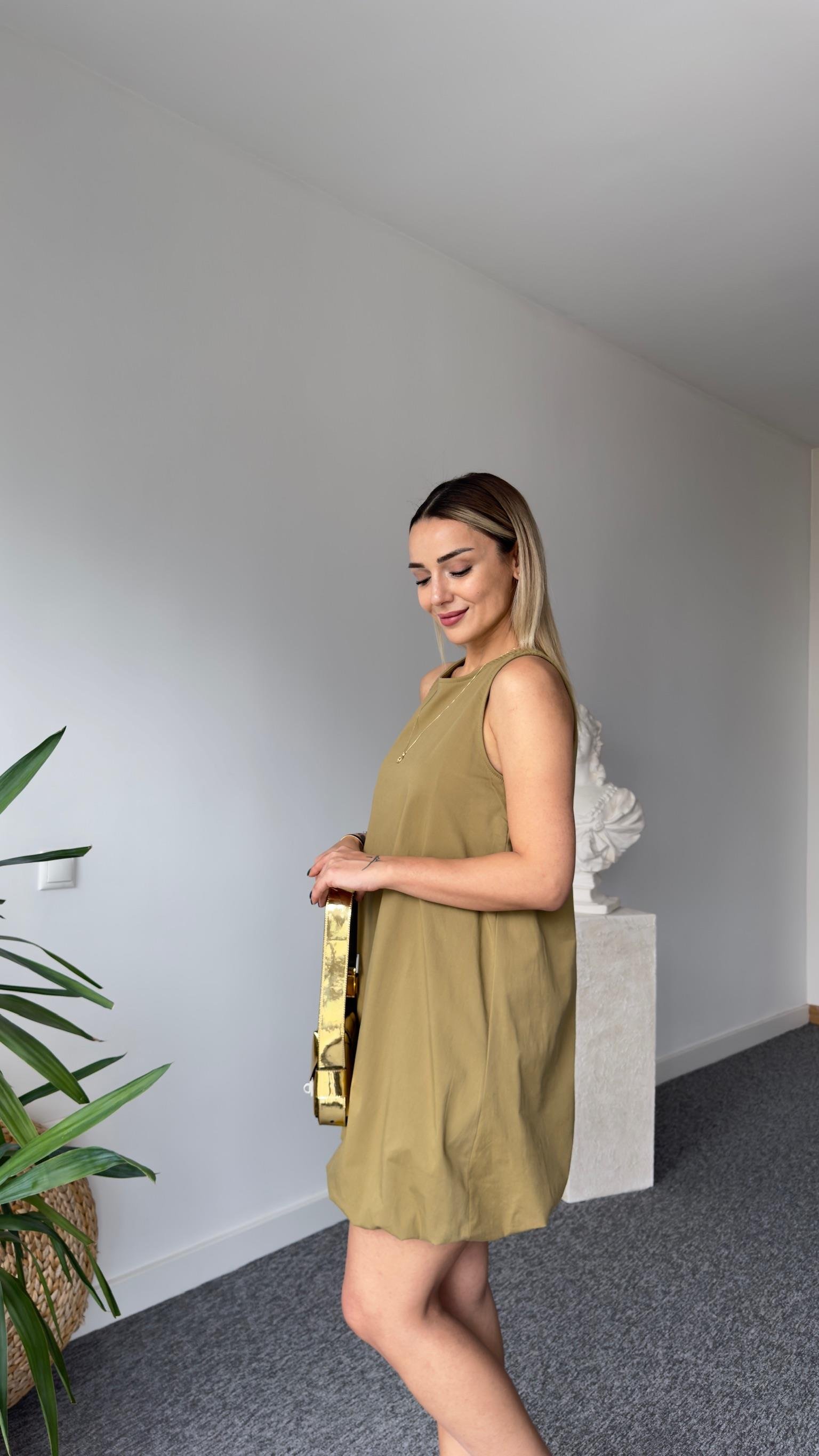 Eteği Balon Model Haki Elbise 