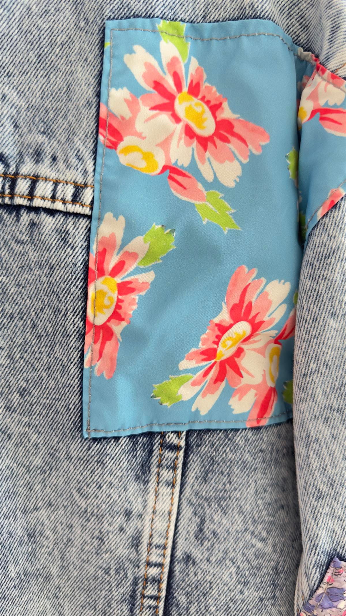 Patchwork Tasarım Kot Ceket