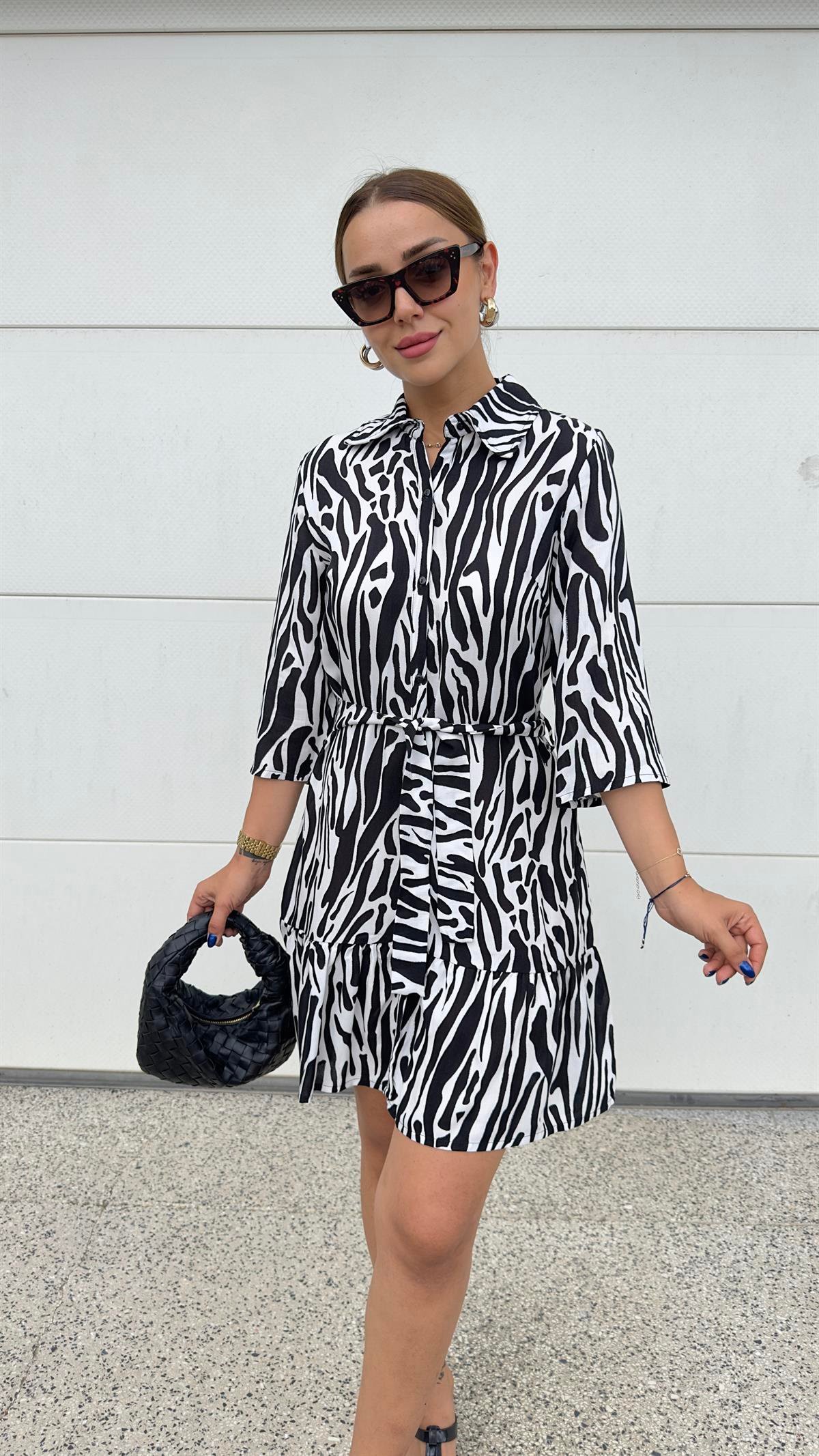 Peris Zebra Desen Gömlek Elbise 