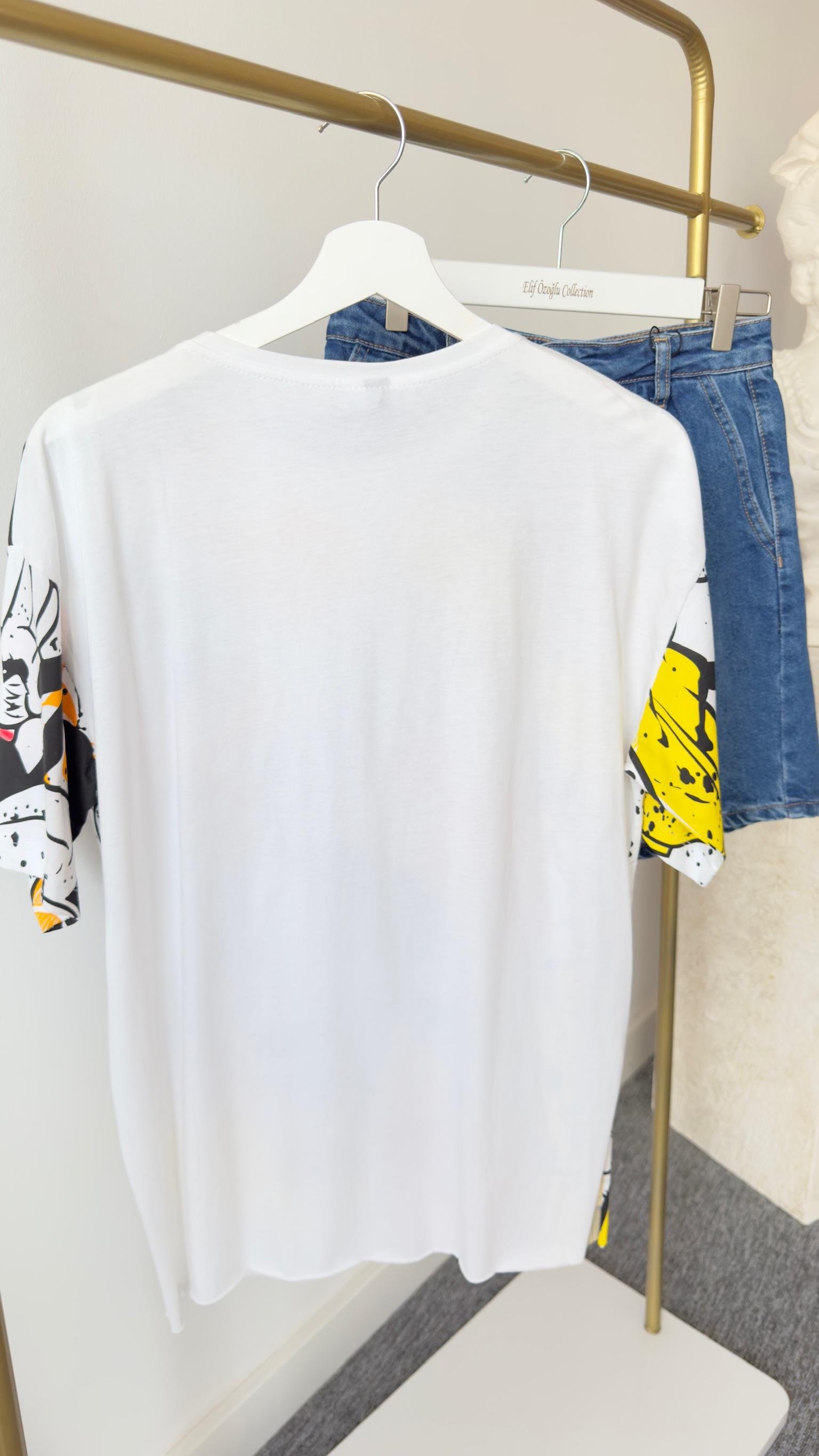 Renkli Mickey Baskı Tshirt