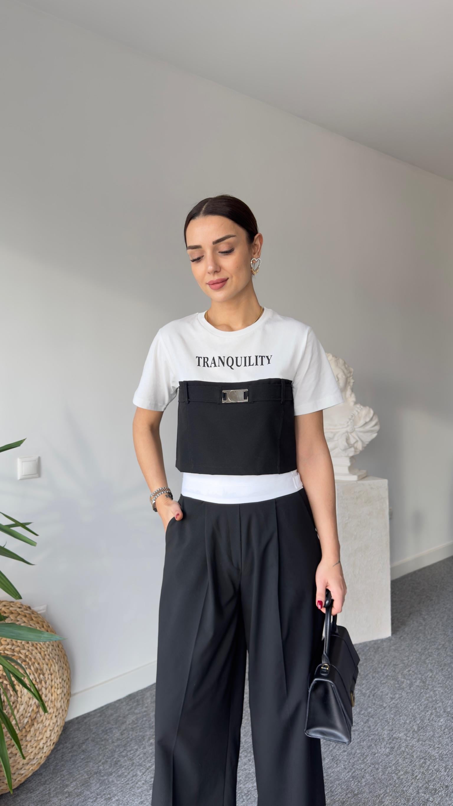 Tranquılıty Baskı Siyah Tshirt