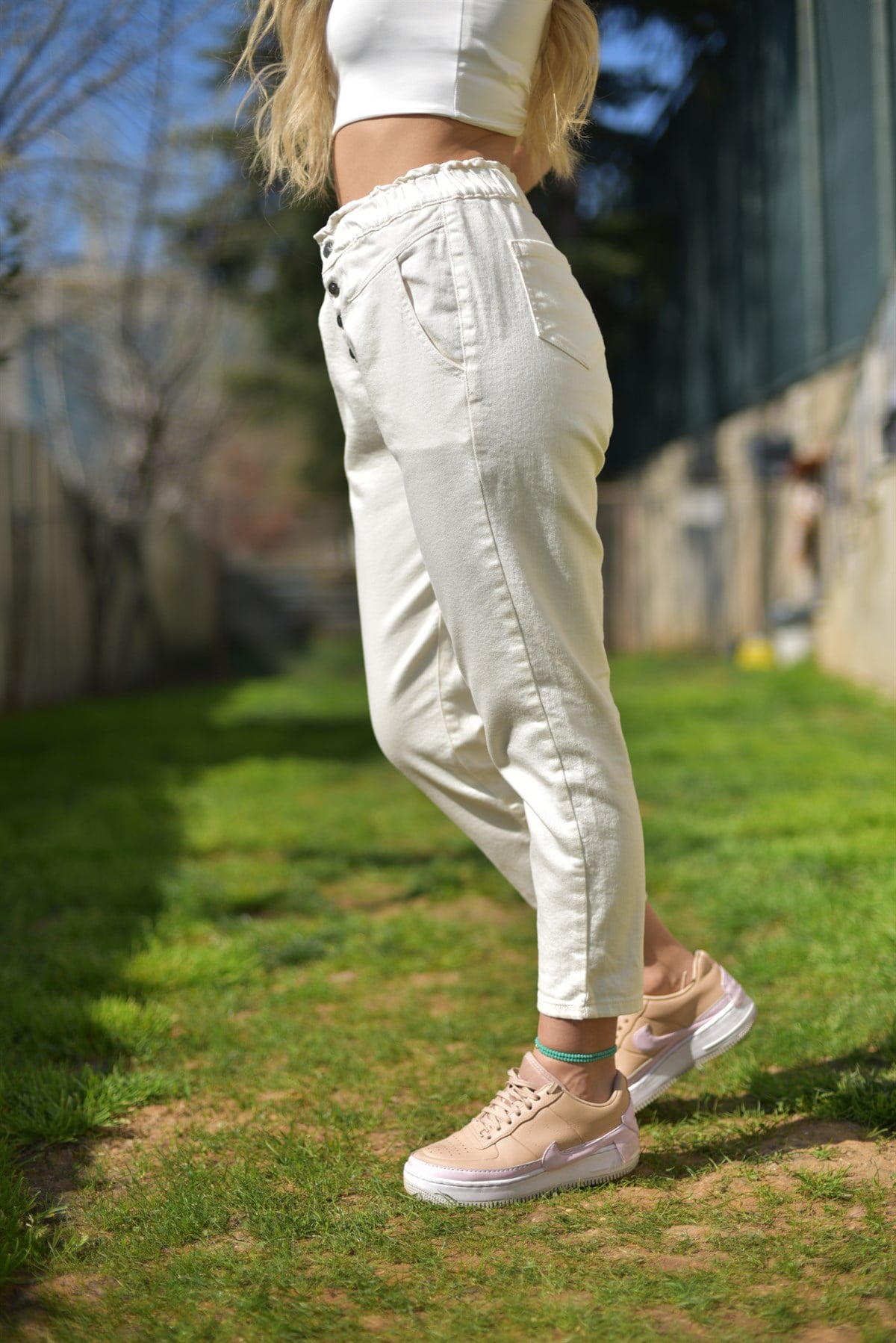 Beli Lastikli Slouchy Jean
