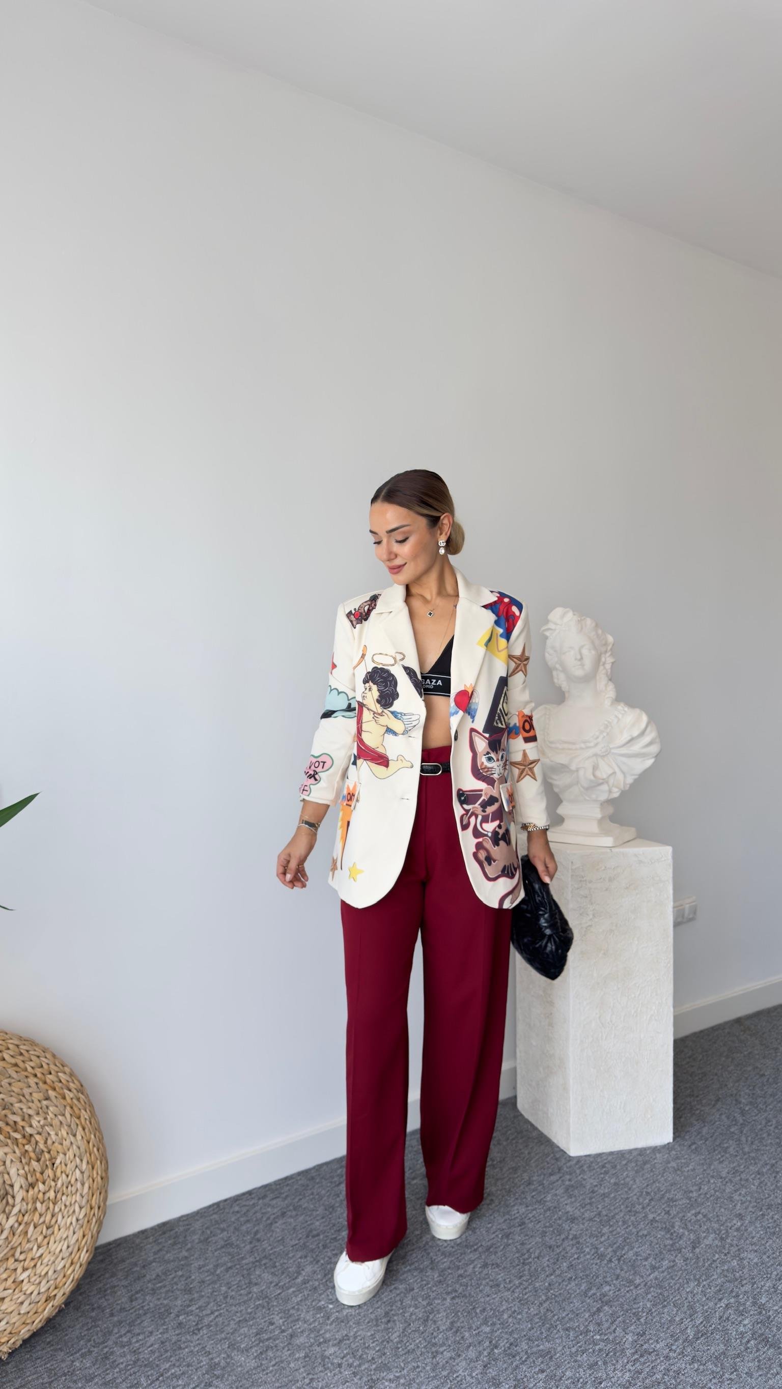 Özel Üretim Desenli Blazer Ceket