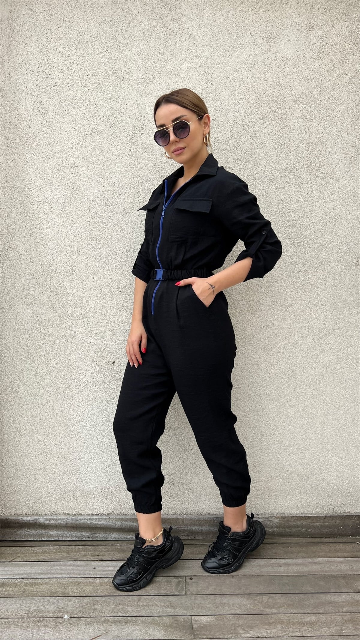 Mavi Fermuar Detaylı Orijinal Marka