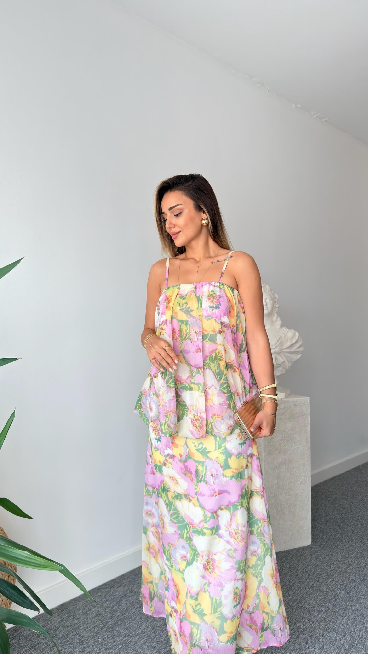 Liysa Zra Model Askılı Çiçek Desen Elbise 