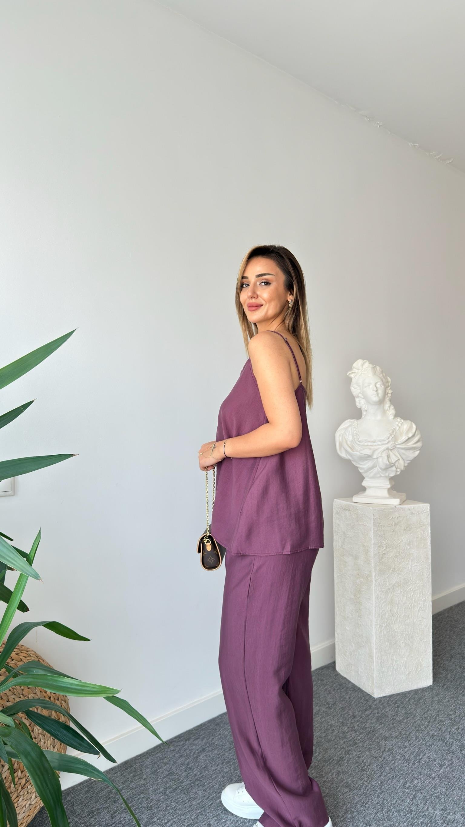 Mürdüm Elyor Tensel Bluz Pantolon Takım