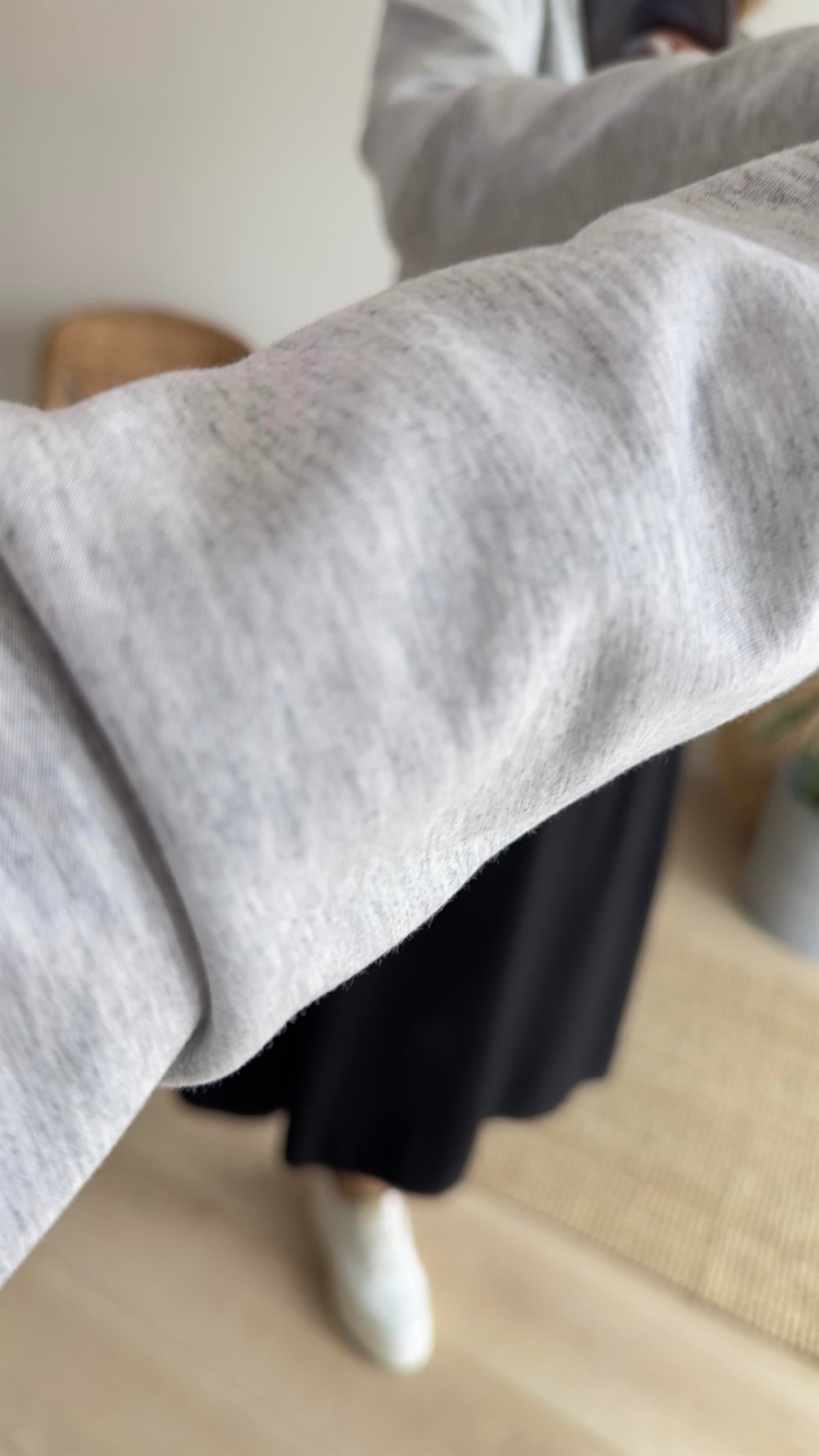 Viskon Detaylı Gri Sweat Elbise 