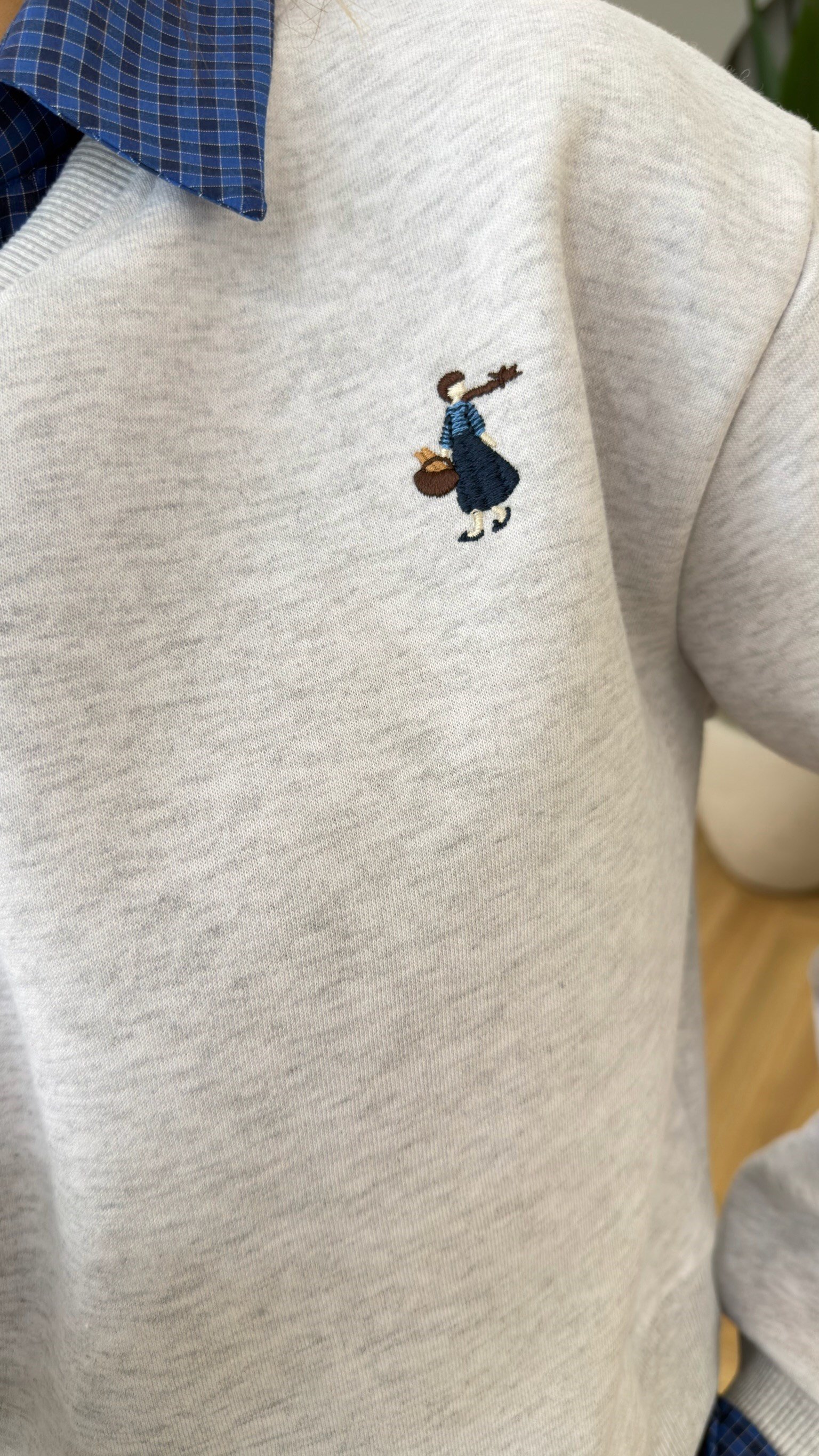 Salta Gömlek Detaylı Gri Sweatshirt