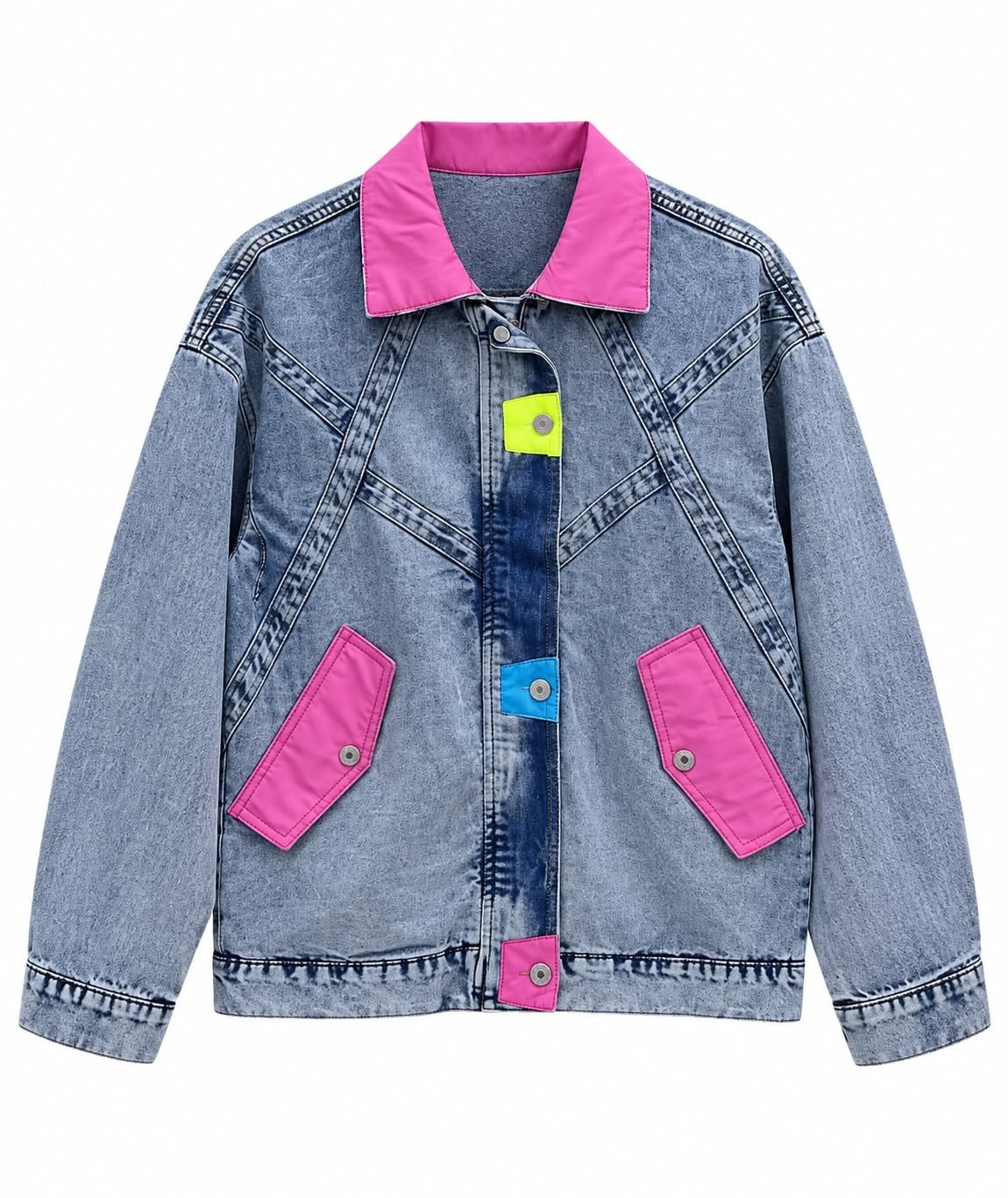 Rosy Renk Detaylı Jean Ceket