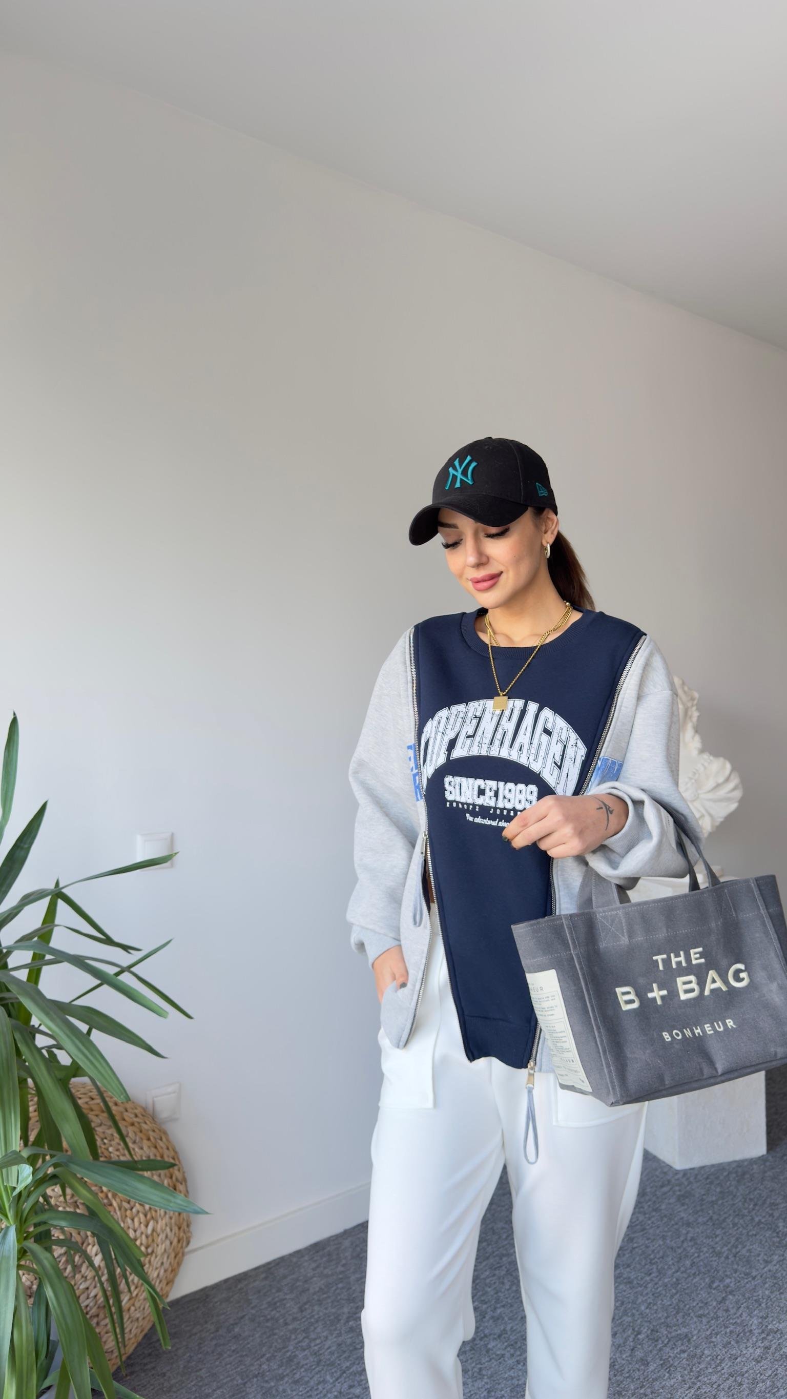 Frieda Fermuar Detay Baskılı Tasarım Sweat