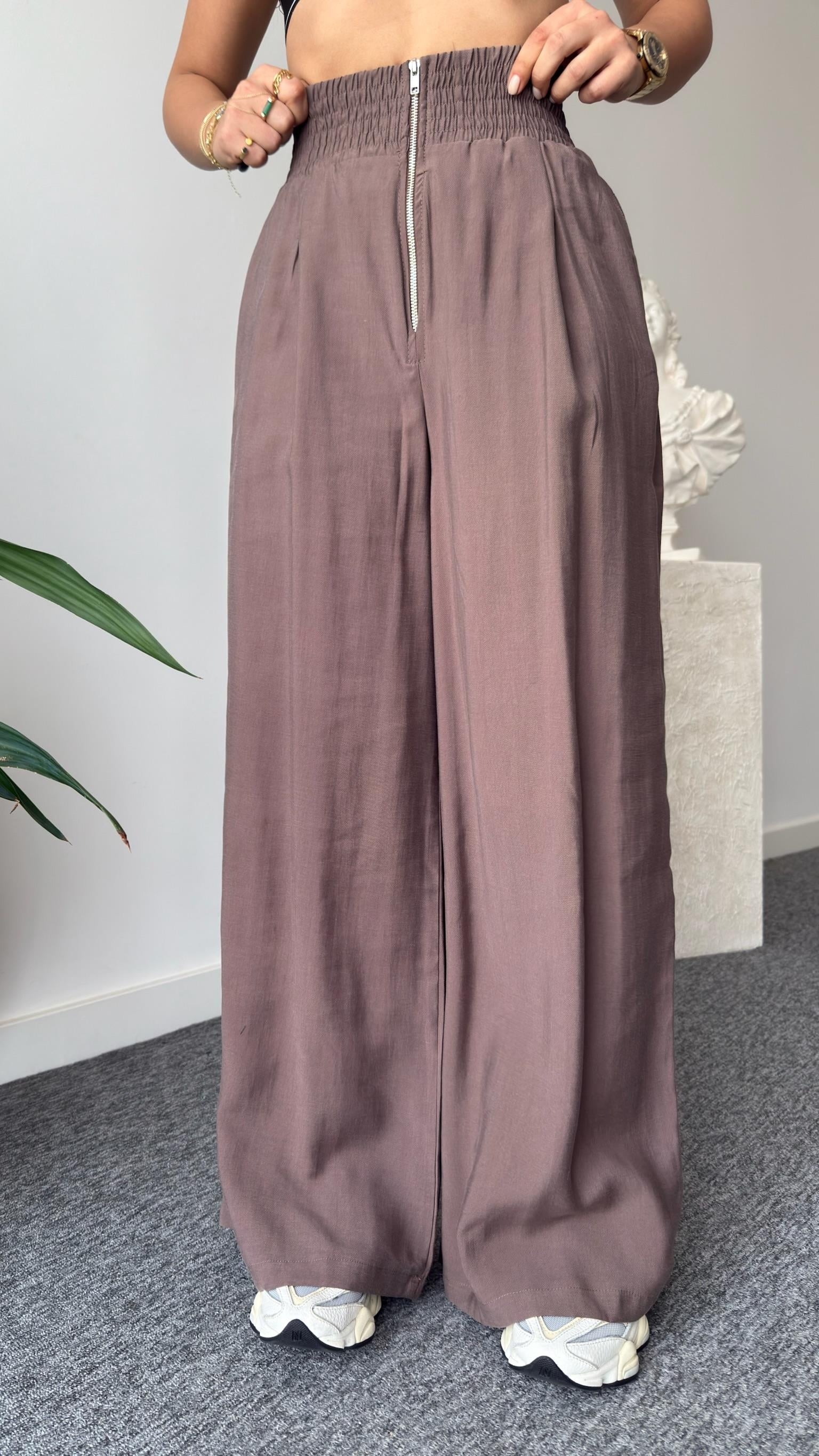 Kahve Mavir Fermuar Detaylı Tensel Takım