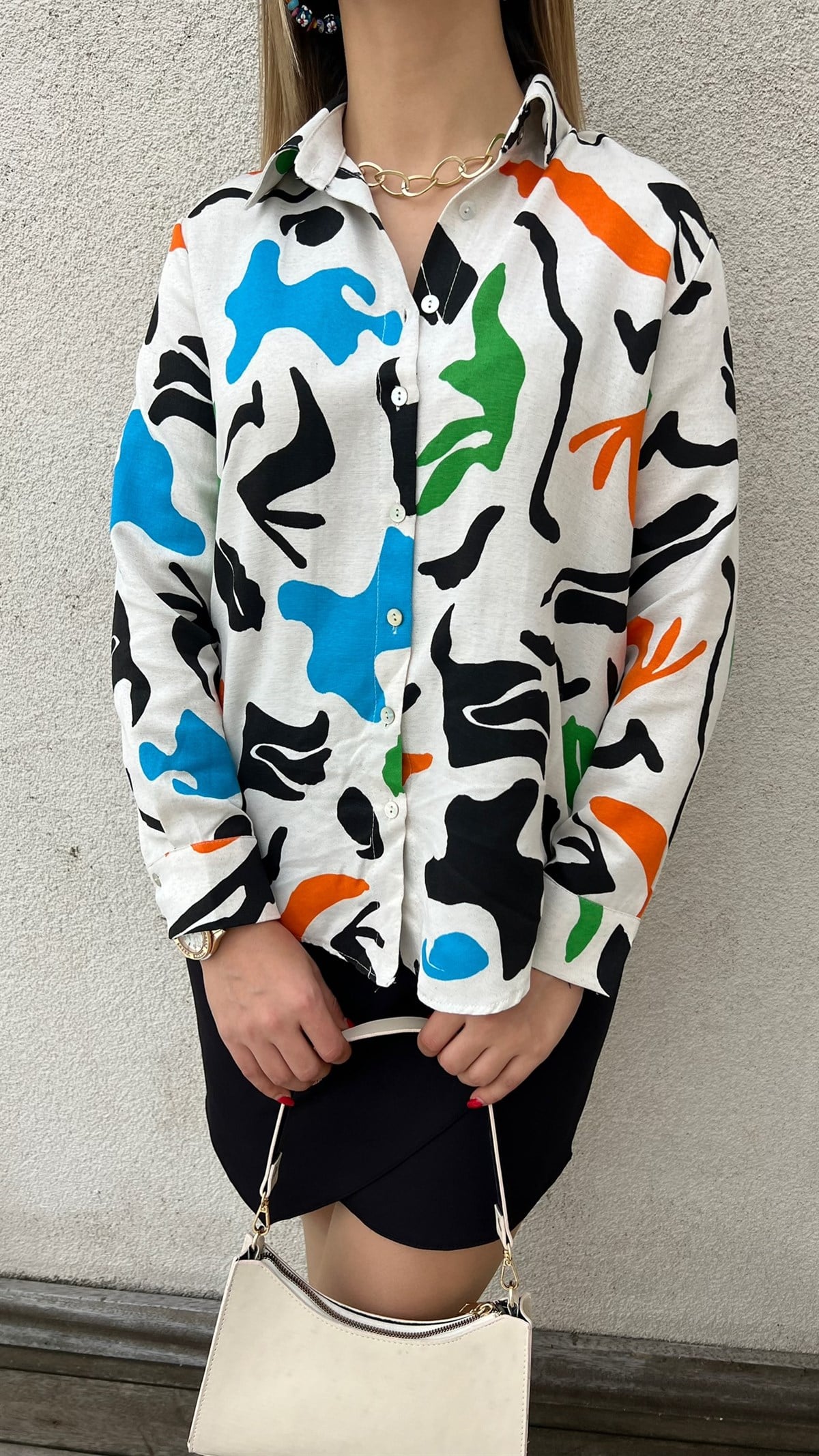 Zara Model Renkli Keten Gömlek