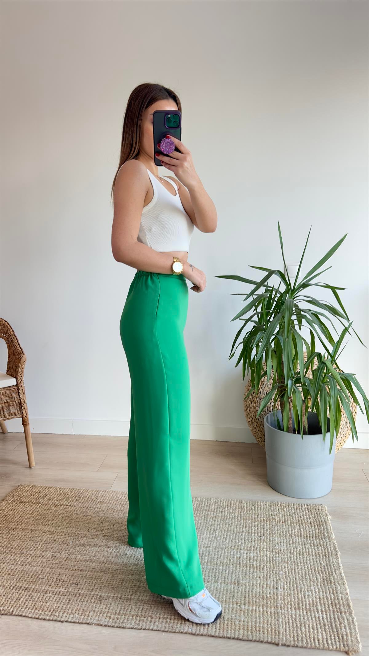 Zra Yeşil Crep Bol Pantolon