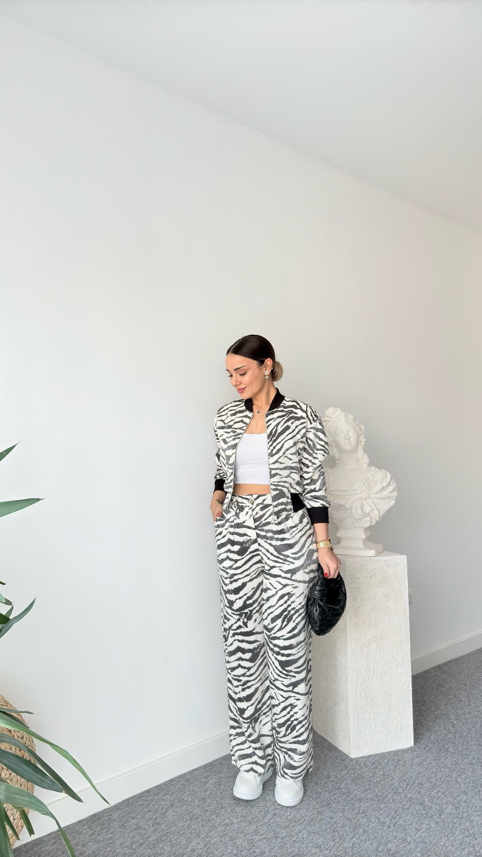 Parle Zebra Desenli Bomber Ceket