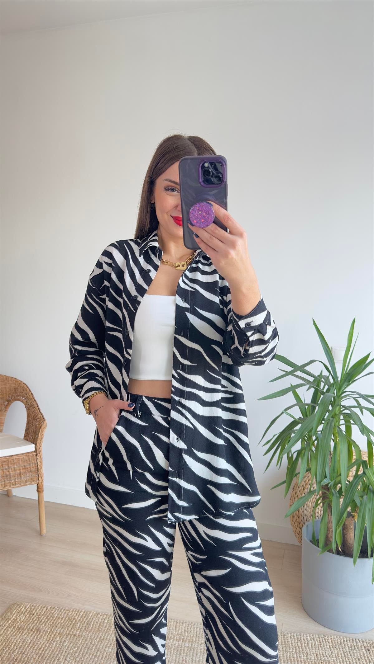 Zebra Desen Ceket Pantolon Takım