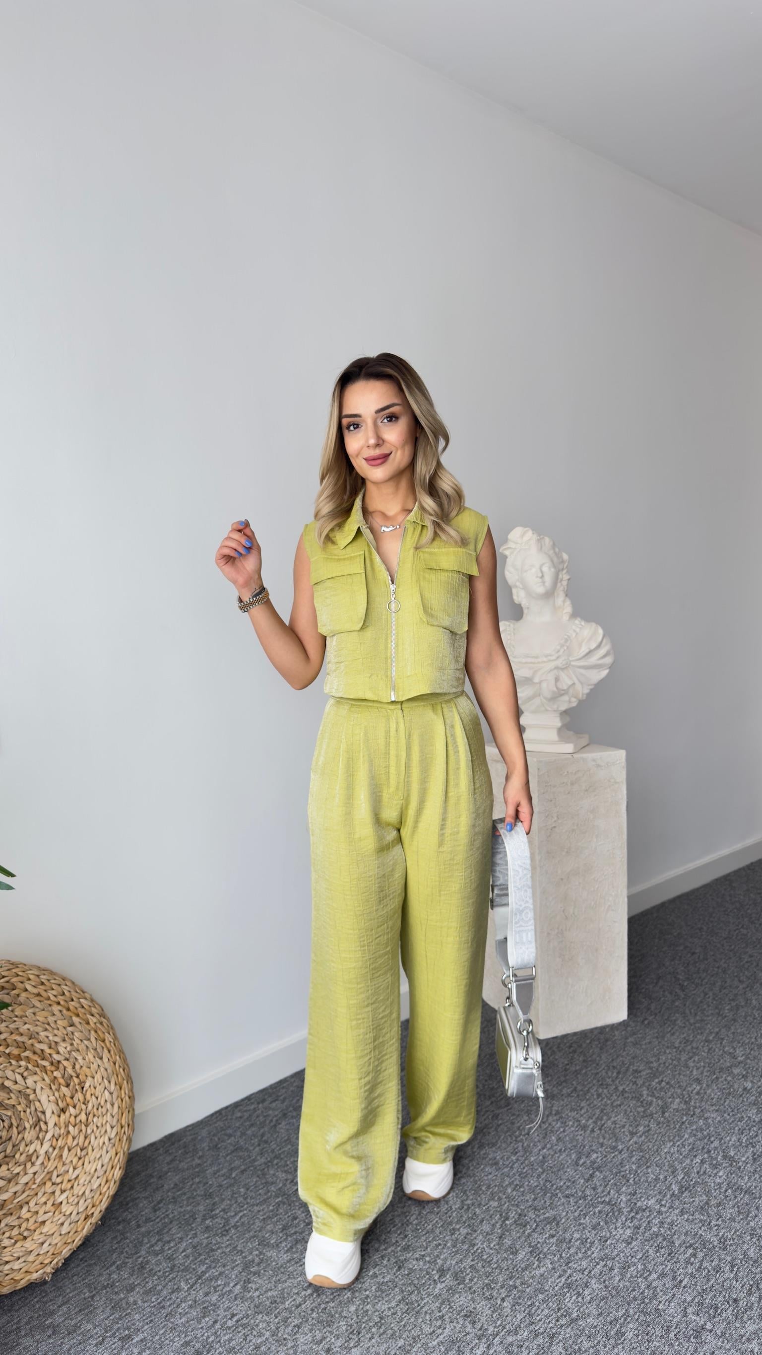 Gjen Fermuarlı Olive İkili Takım 