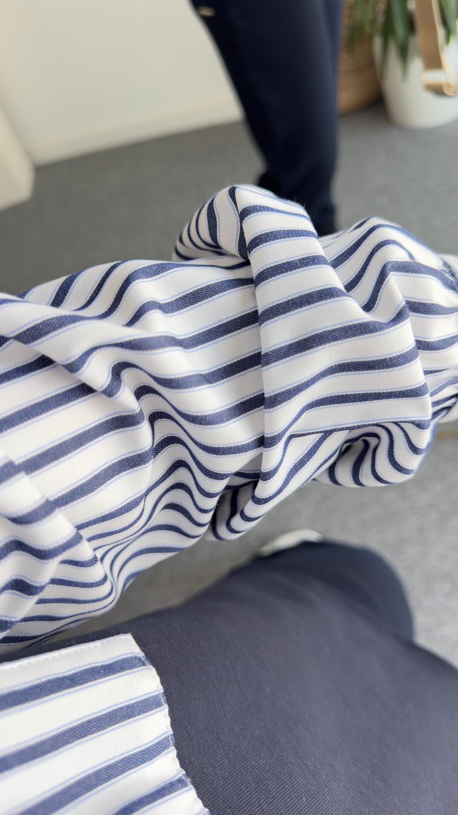 Ezela Çizgili Poplin Garnili Sweatshirt