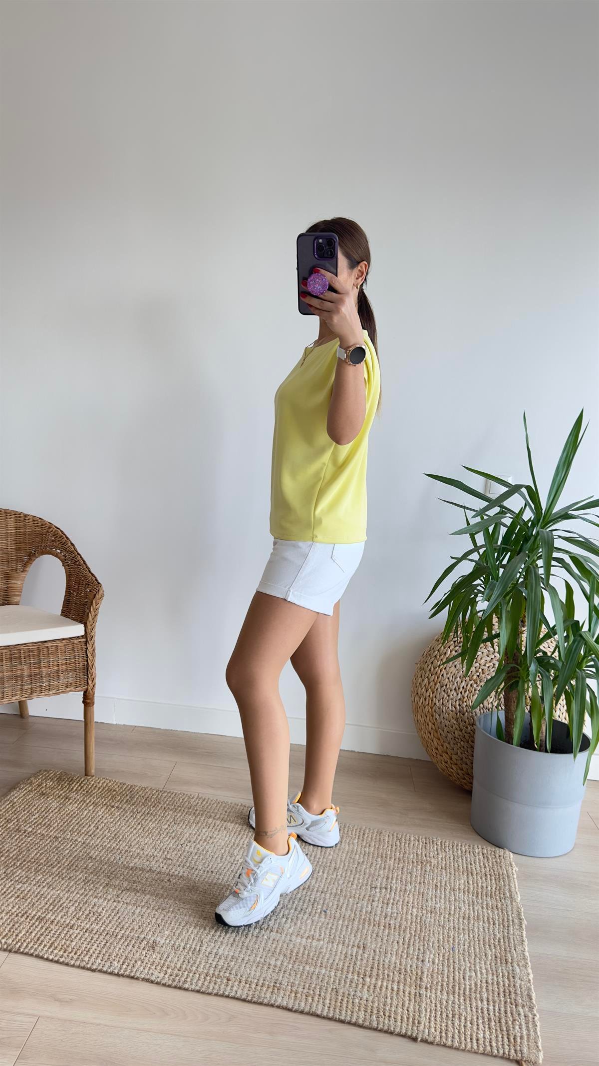 Sarı Kol Detaylı Tok Doku Modal Basic