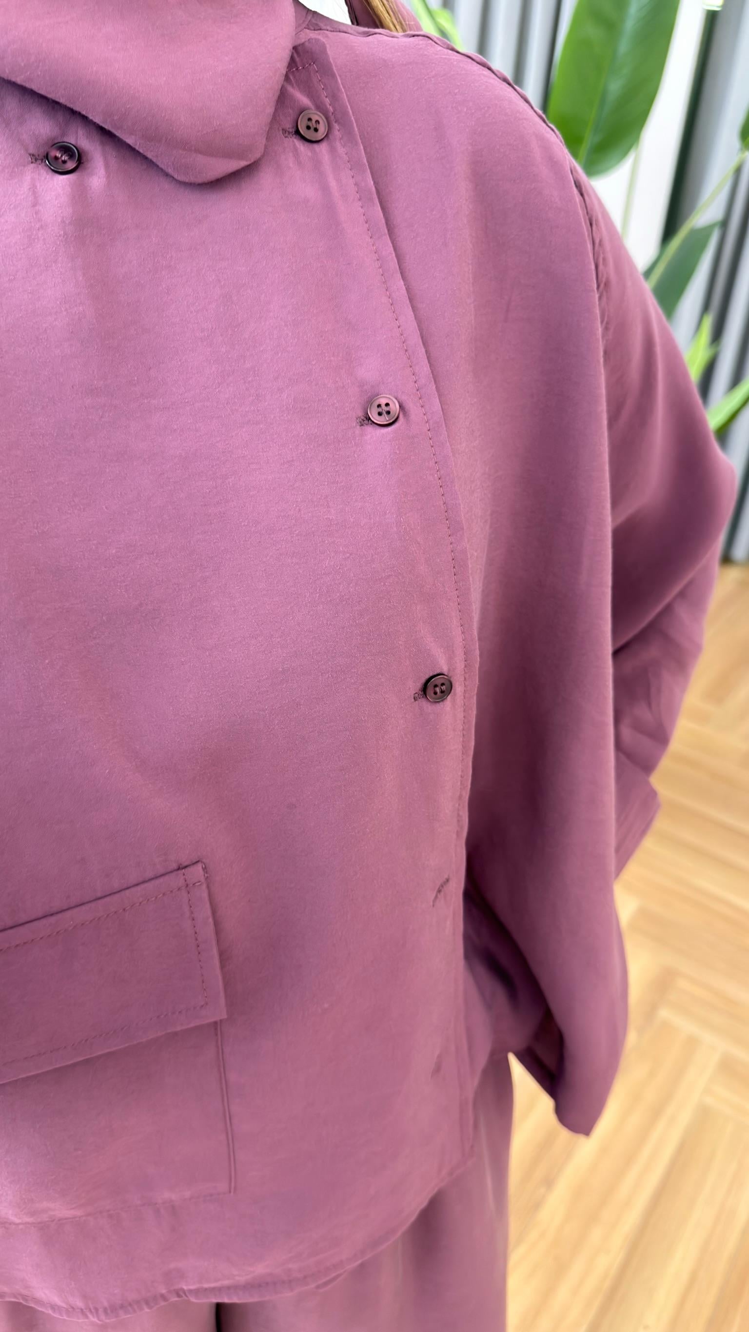 Mürdüm Tek Cepli Şal Yaka Tensel Takım