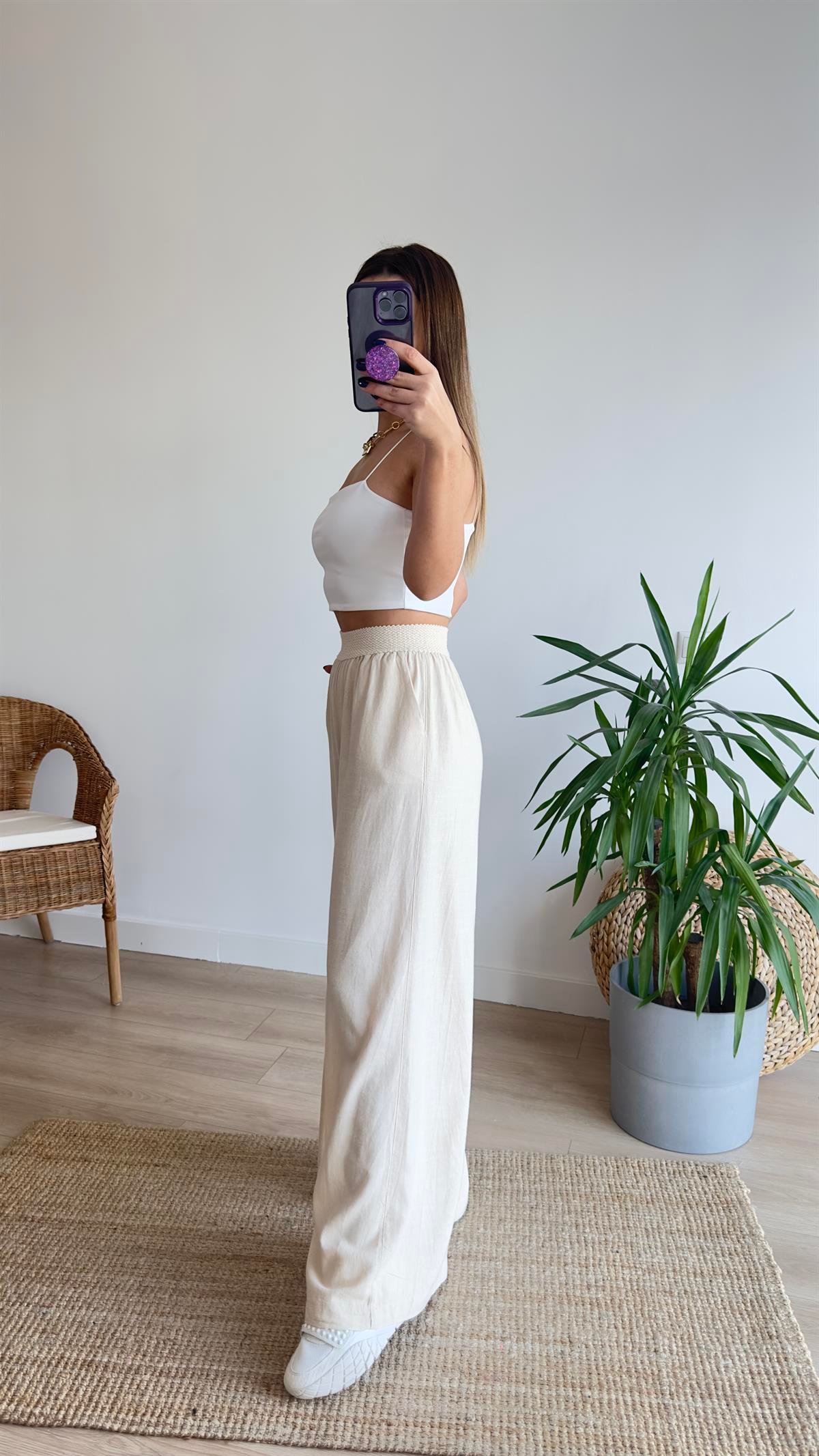 Beli Lastikli Keten Pantolon