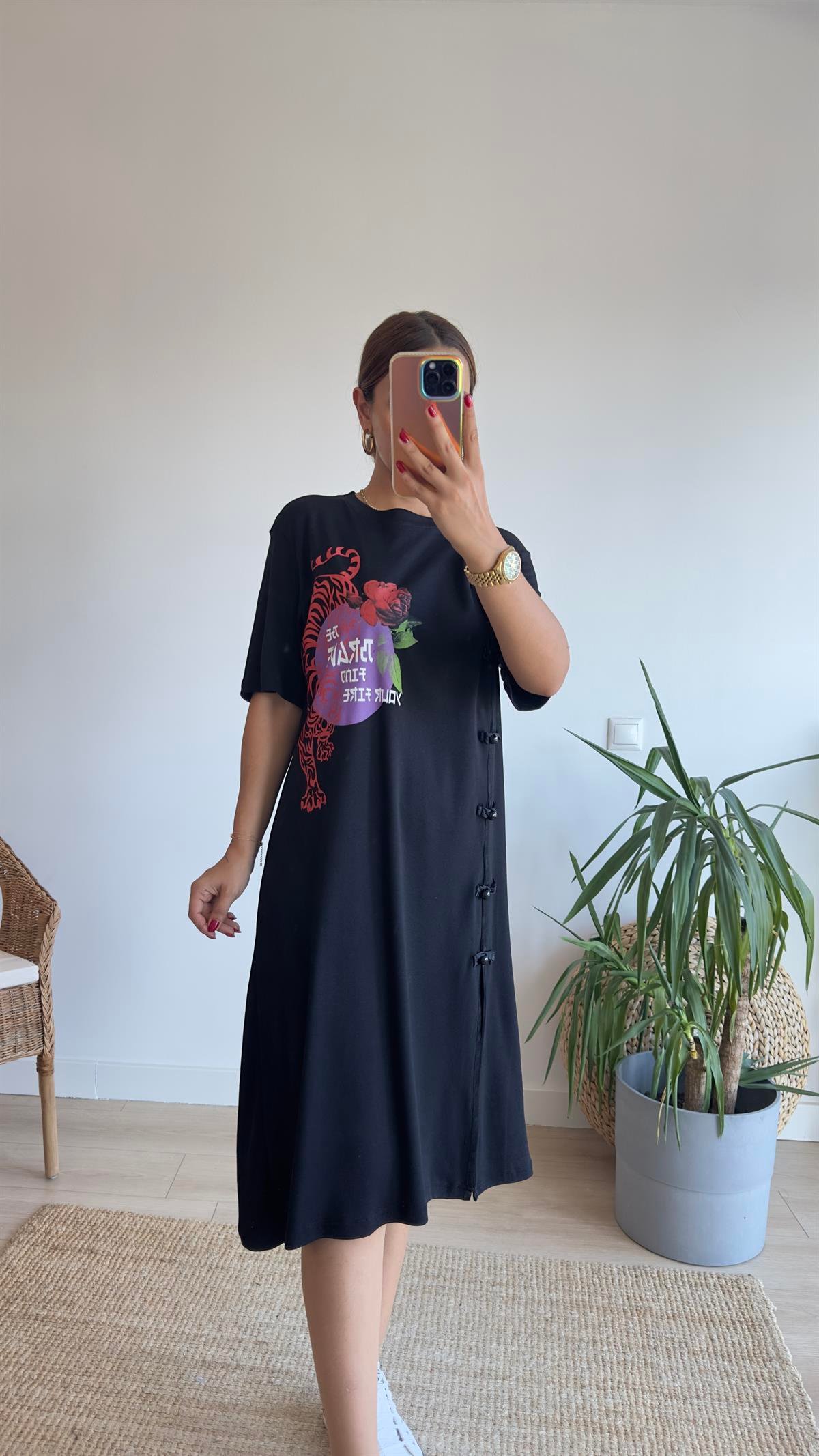 Risel Marka Model Baskılı Elbise 