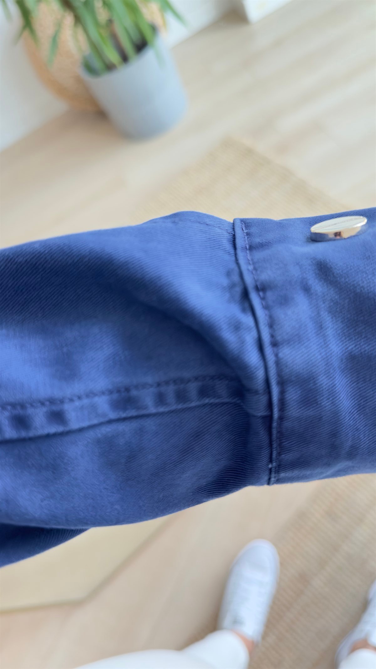Düğmeli Dik Yaka Kot Sweat