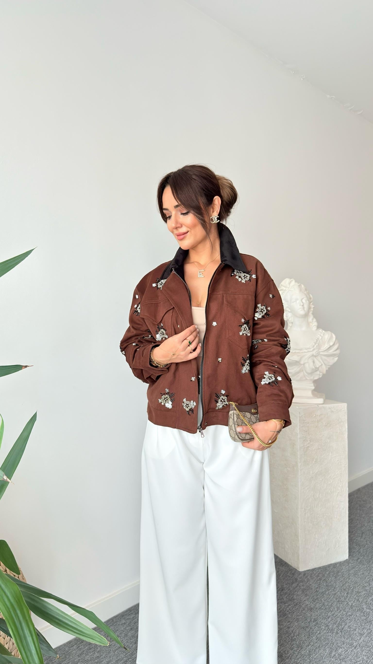 Nakış İşlemeli Tws Model Kahve Ceket