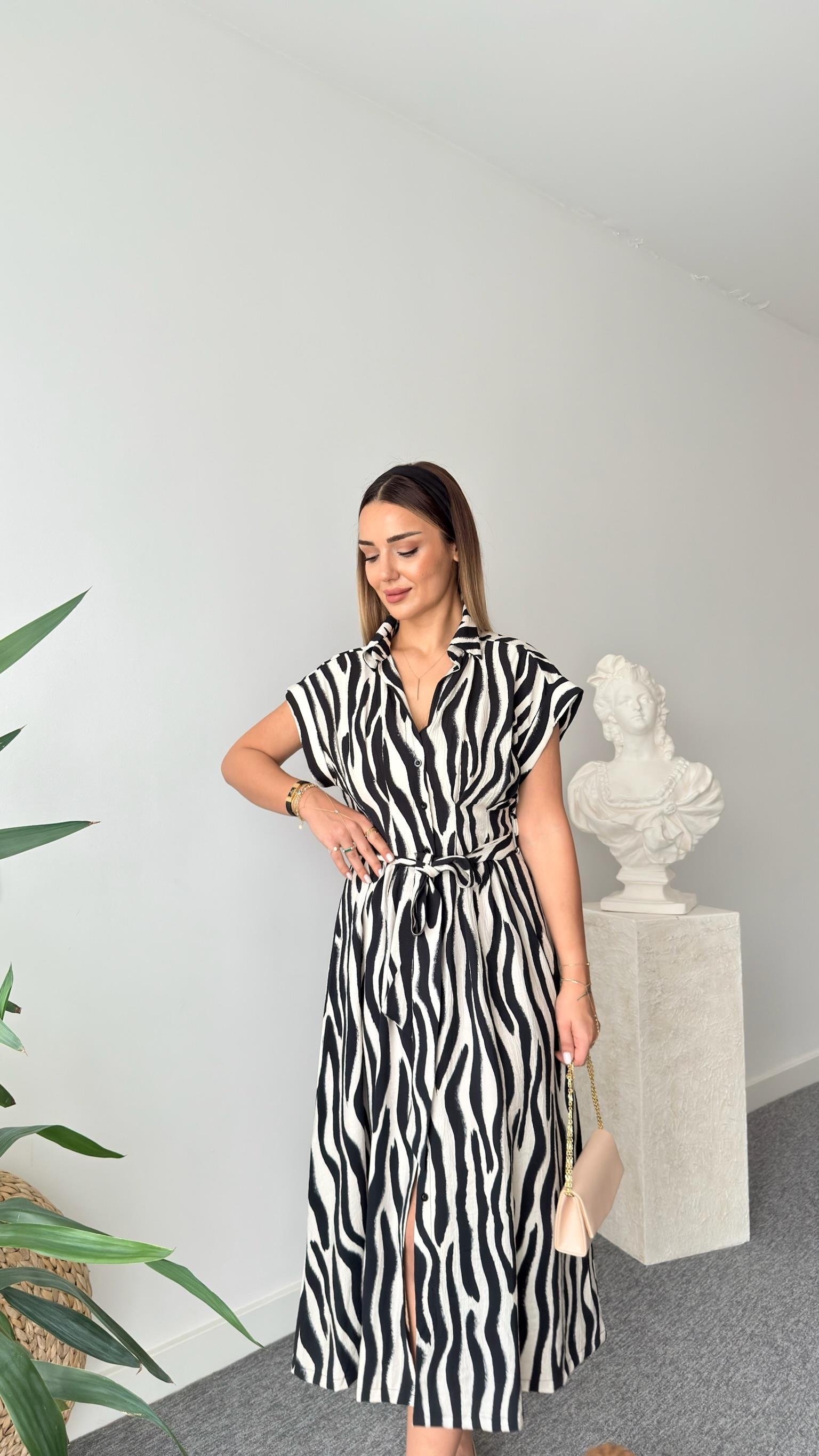 Beli Pensli Zra Model Zebra Desenli Elbise
