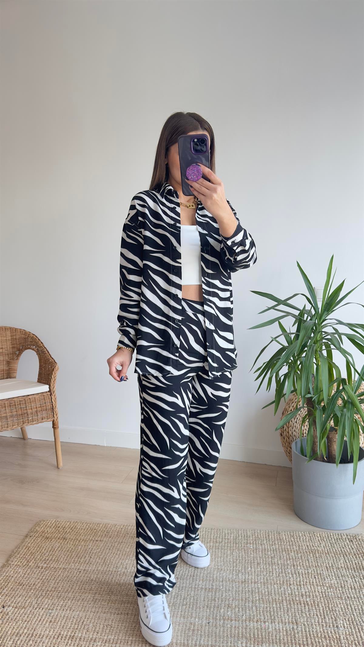 Zebra Desen Ceket Pantolon Takım