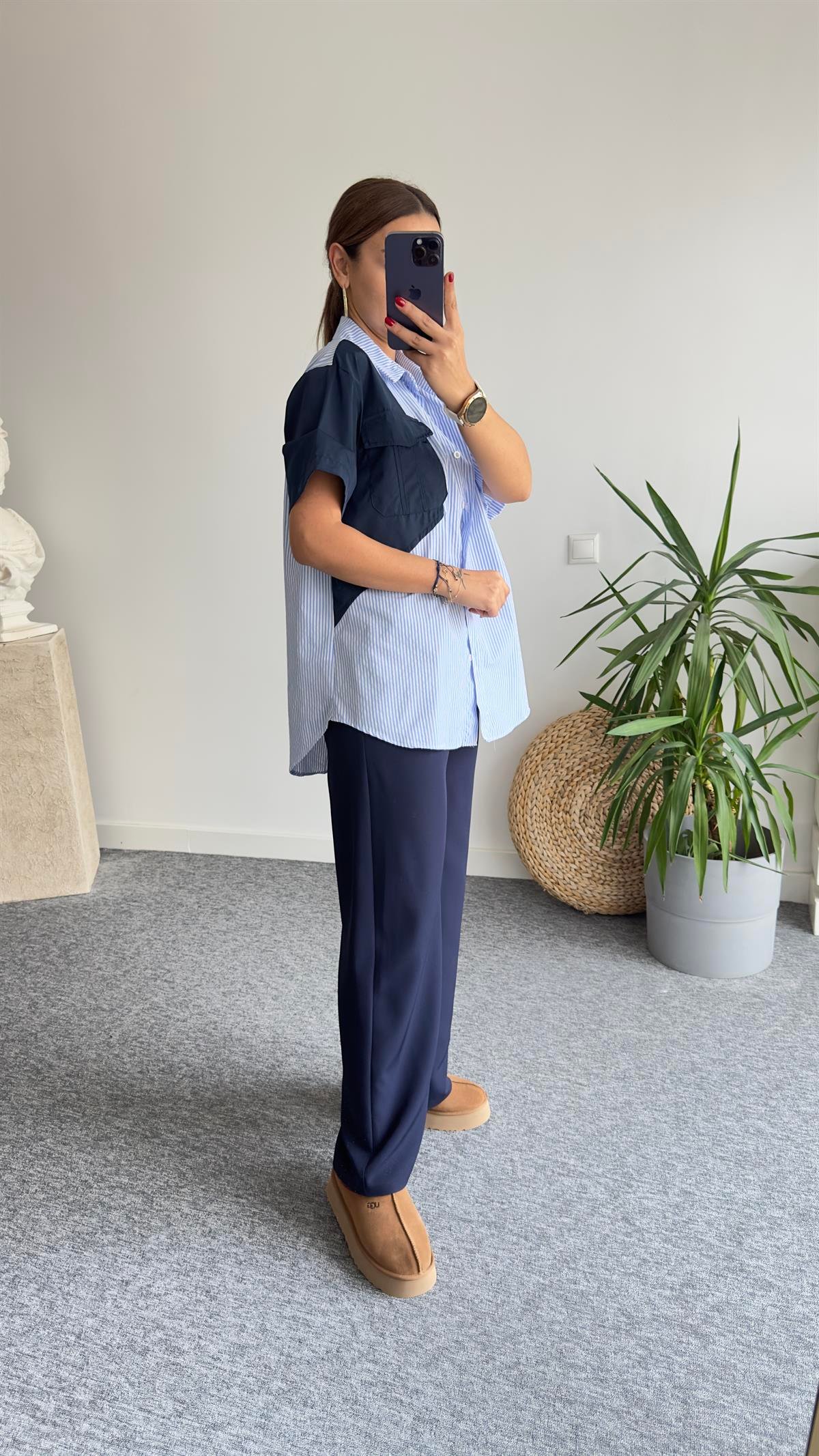 Garnili Marka Model Çizgili Gömlek