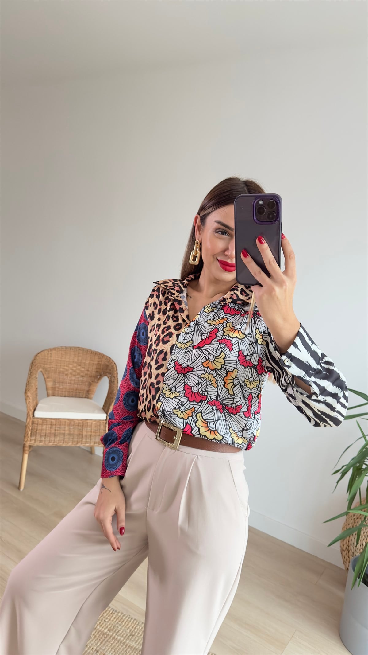 Patchwork Saten Gömlek