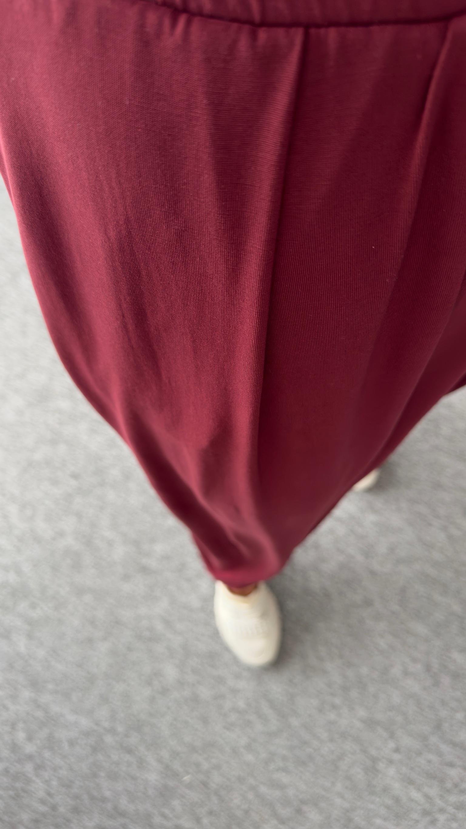 Bordo Pile Detaylı Oys Pantolon
