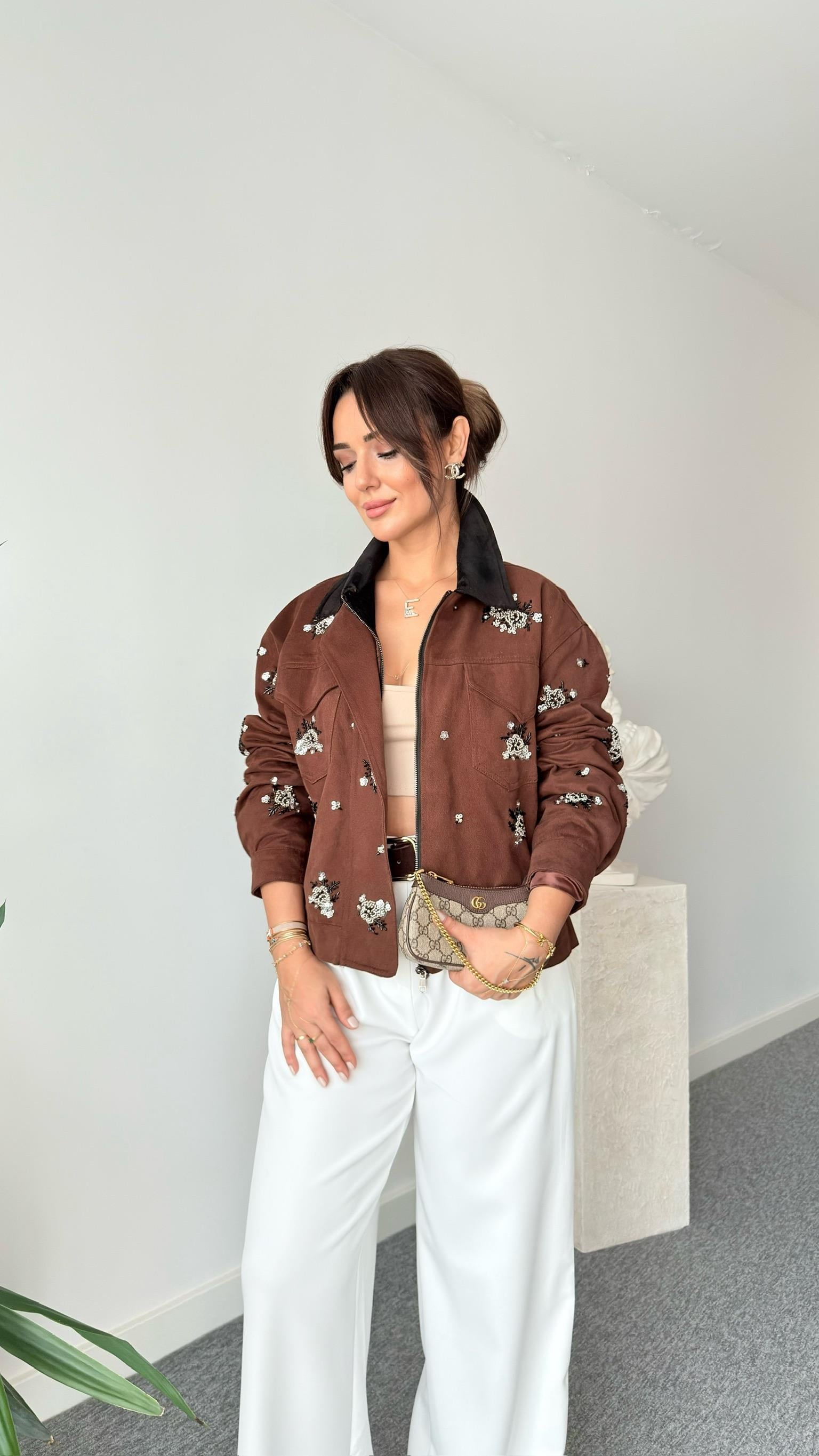 Nakış İşlemeli Tws Model Kahve Ceket
