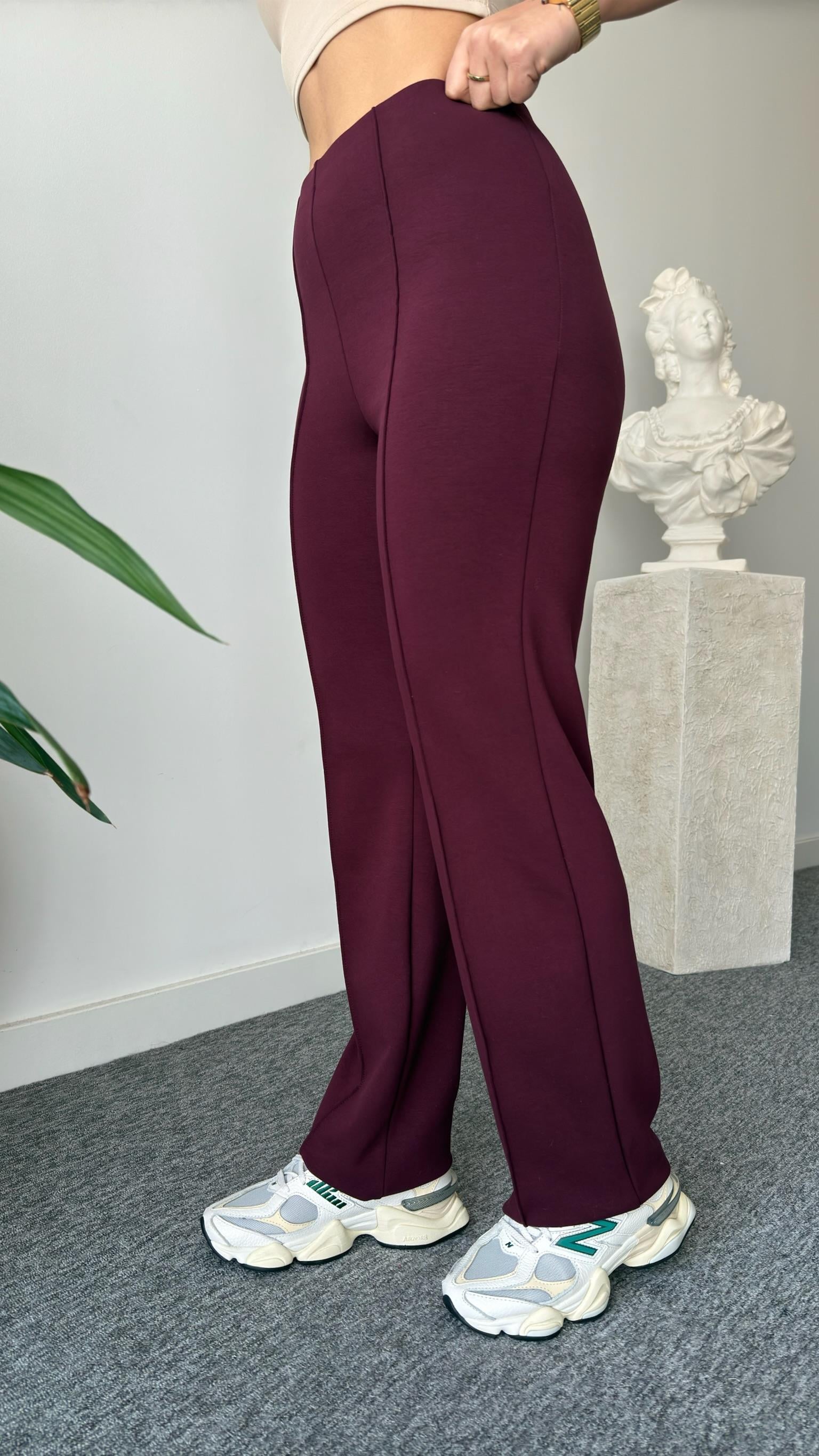 Bordo Çimalı Oys Modal Pantolon
