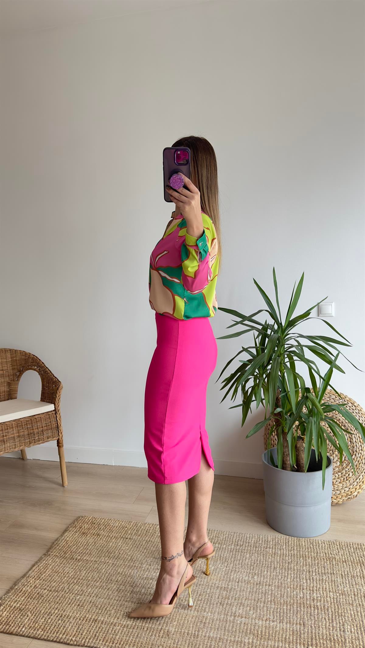 Pembe Midi Boy Etek