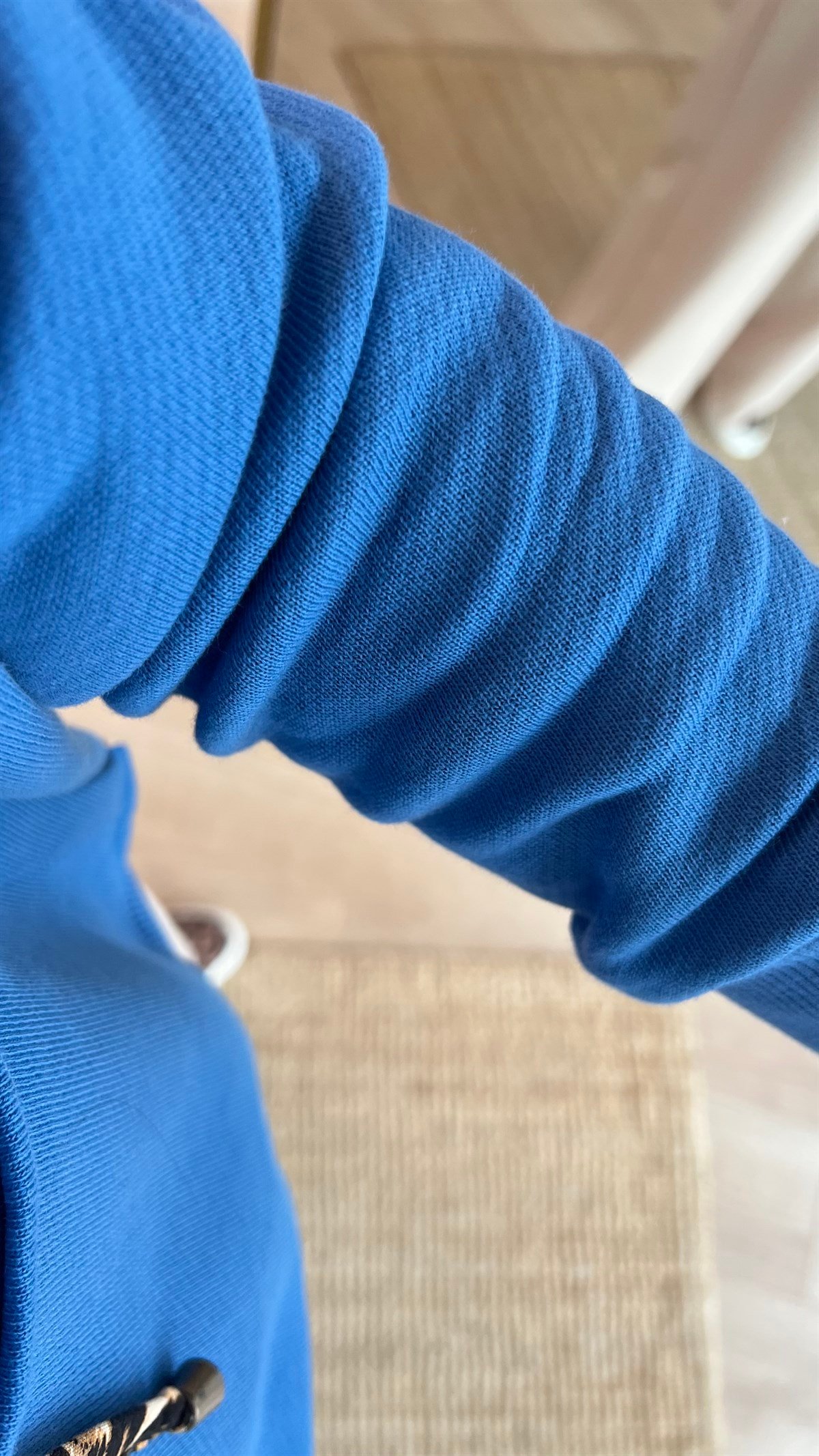 Sırtı Leopar Detay Kapüşonlu Mavi Sweatshirt