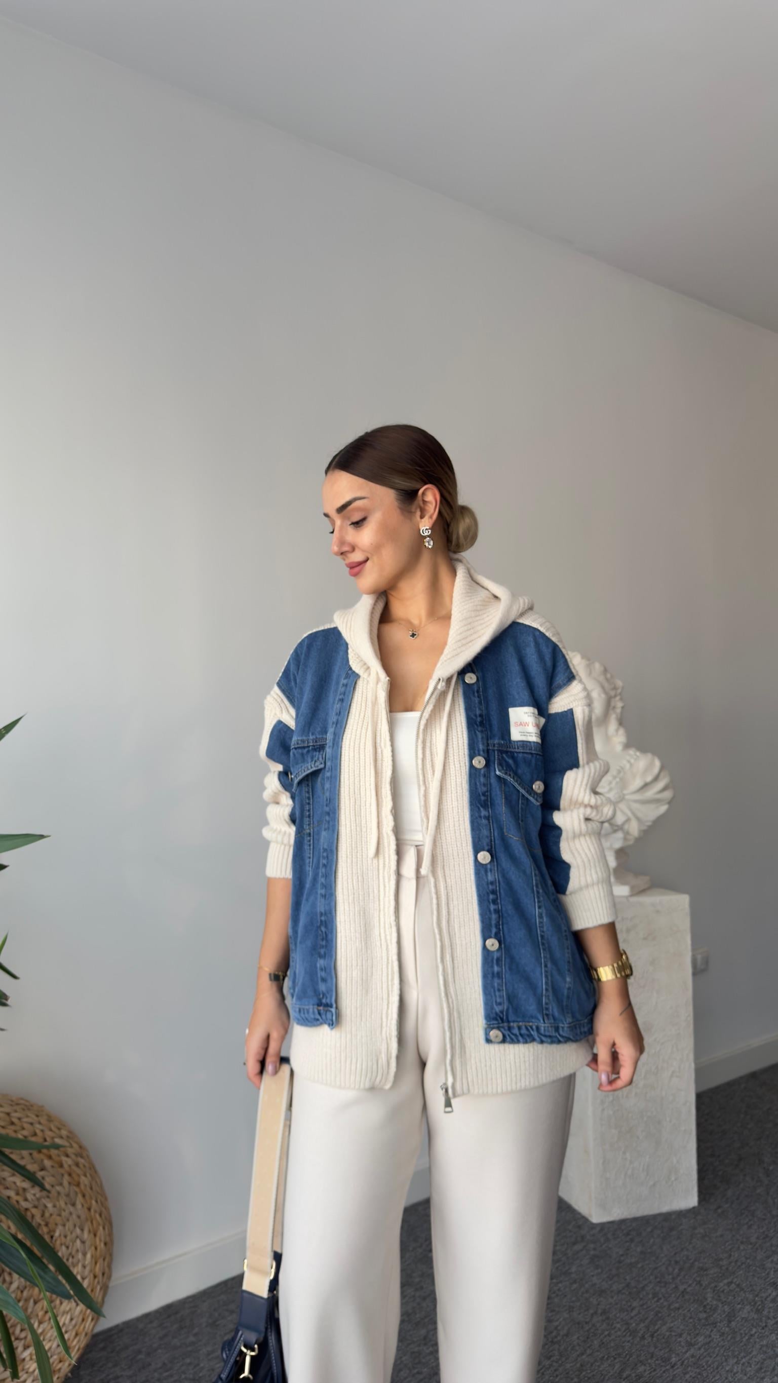 Abel Kot Garnili Premium Kapüşonlu Ceket