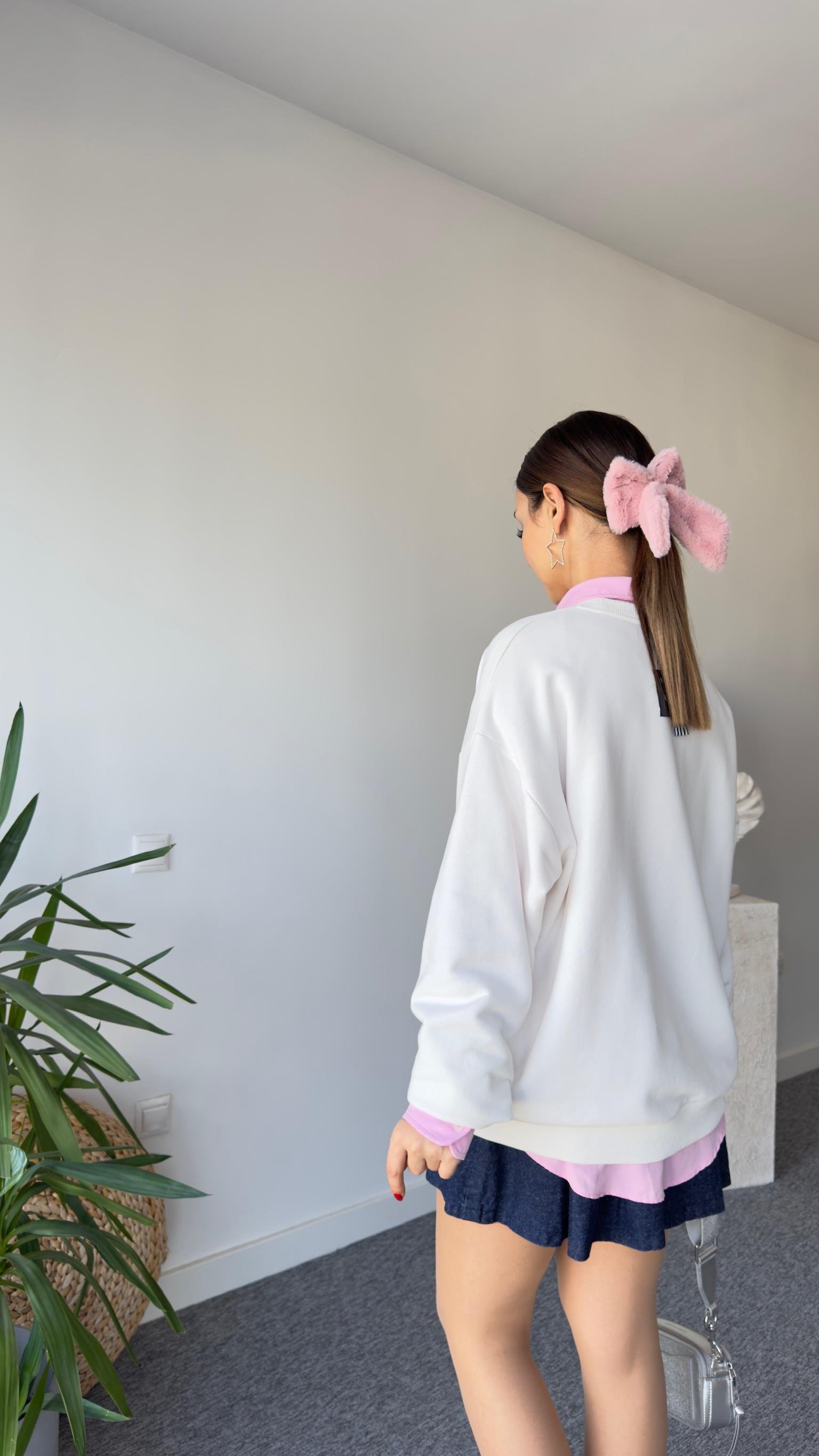 Pembe Superwet Baskı Sweatshirt