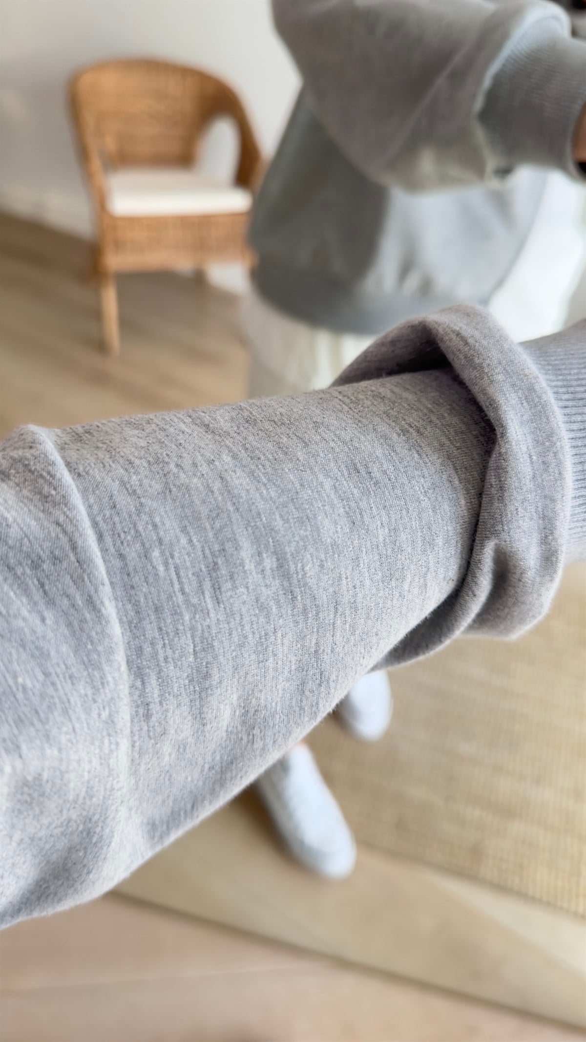 Poplin Detaylı Gri Sweat