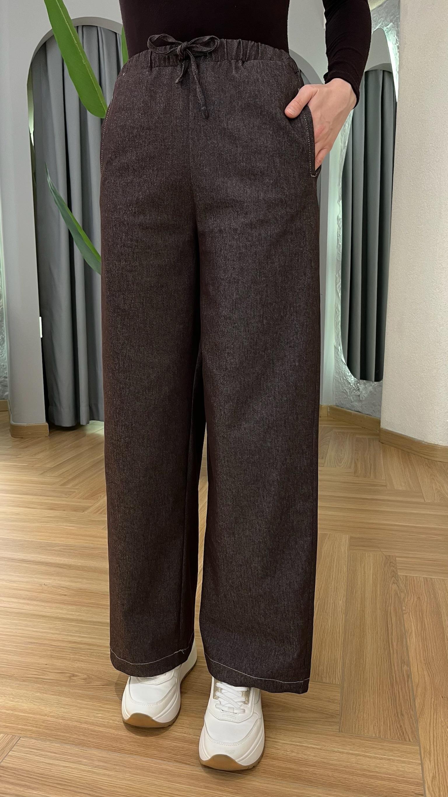 Kahve Comfort  Bel Lastikli Pantolon