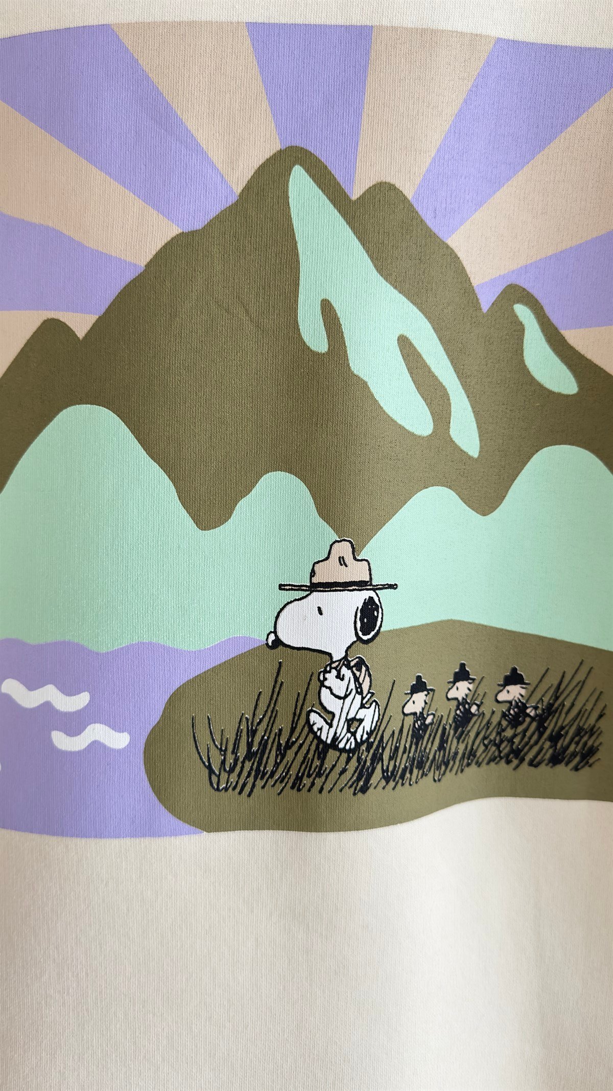 Snoopy Baskılı Bej Sweatshirt