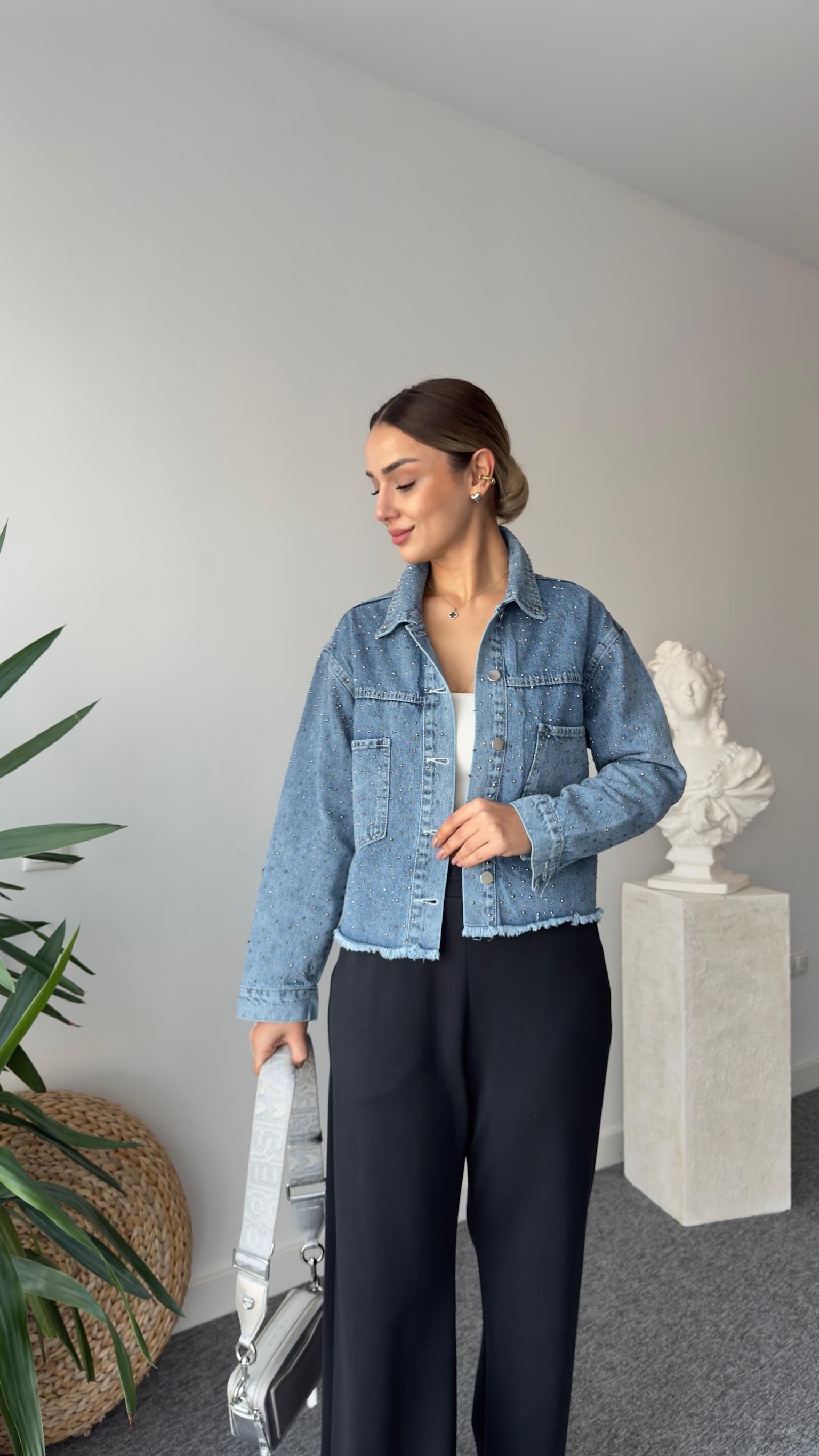 Vitor Taş İşlemeli Jean Ceket