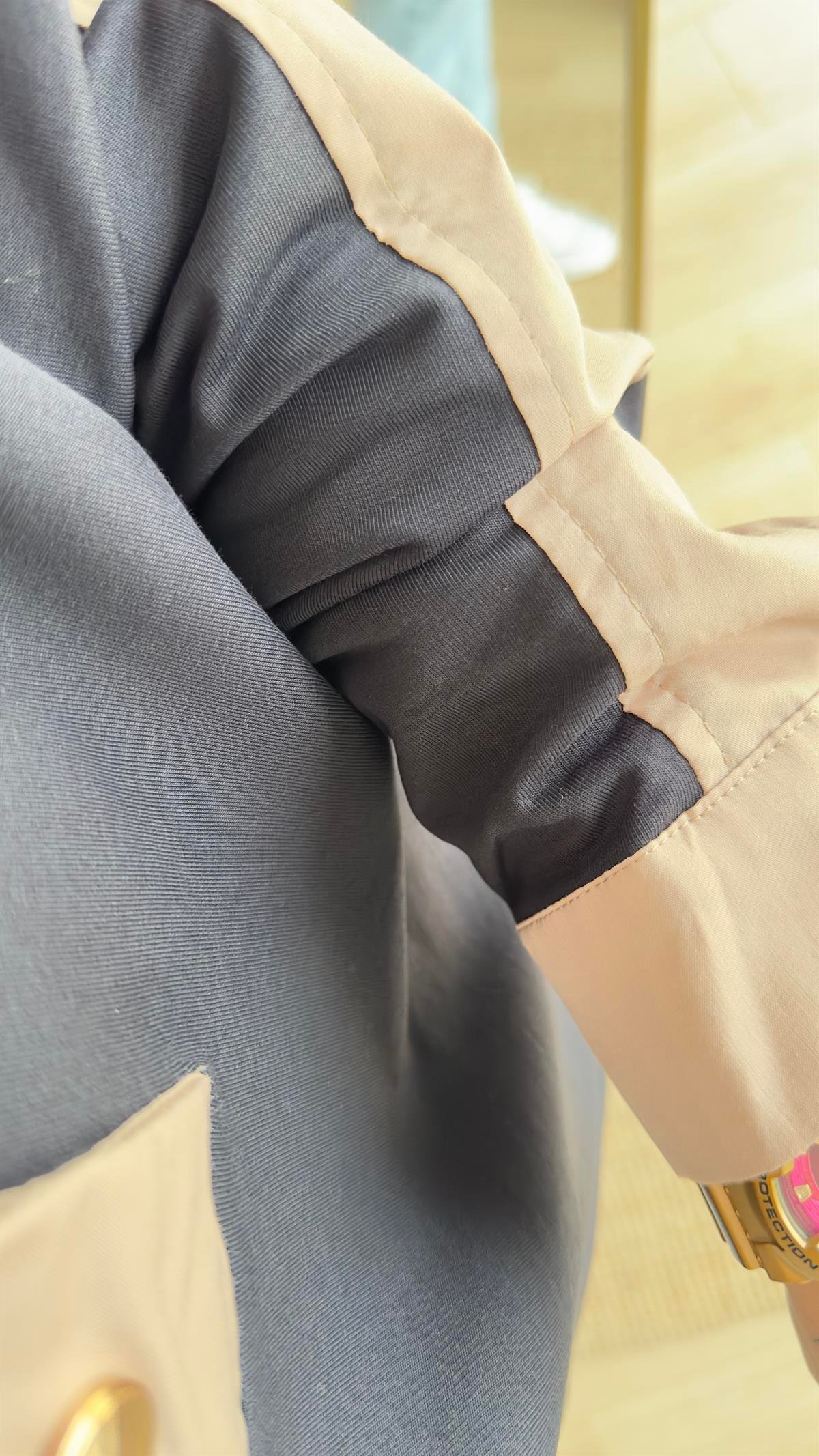 Sırtı Poplin Düğmeli Sweatshirt