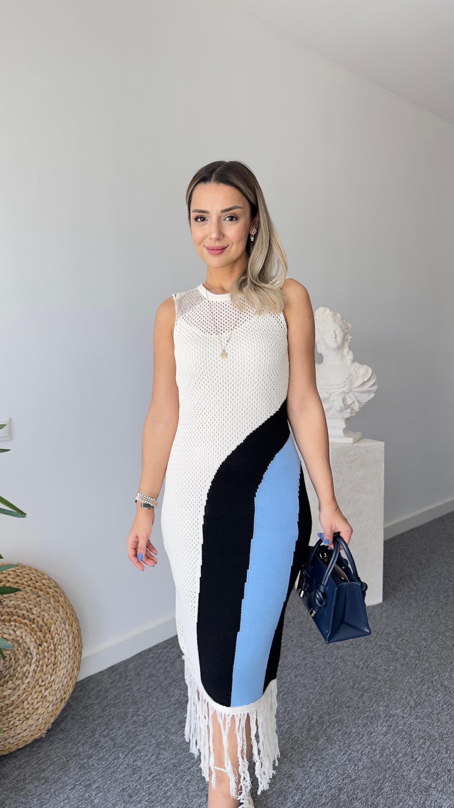 Mitu Astarlı Renk Geçişli Örme Elbise 