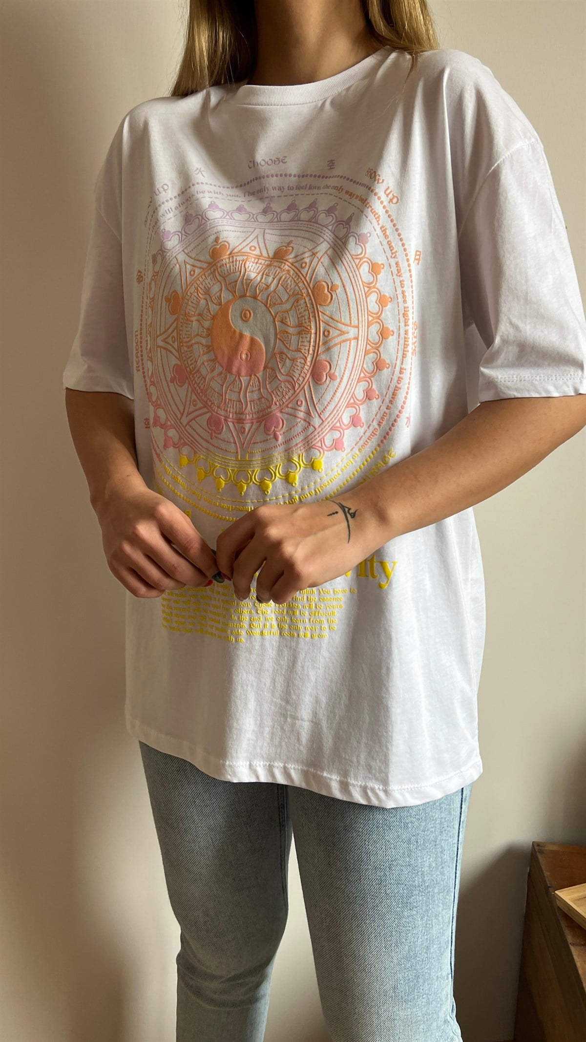 Renkli Kabartma Baskı Tshirt