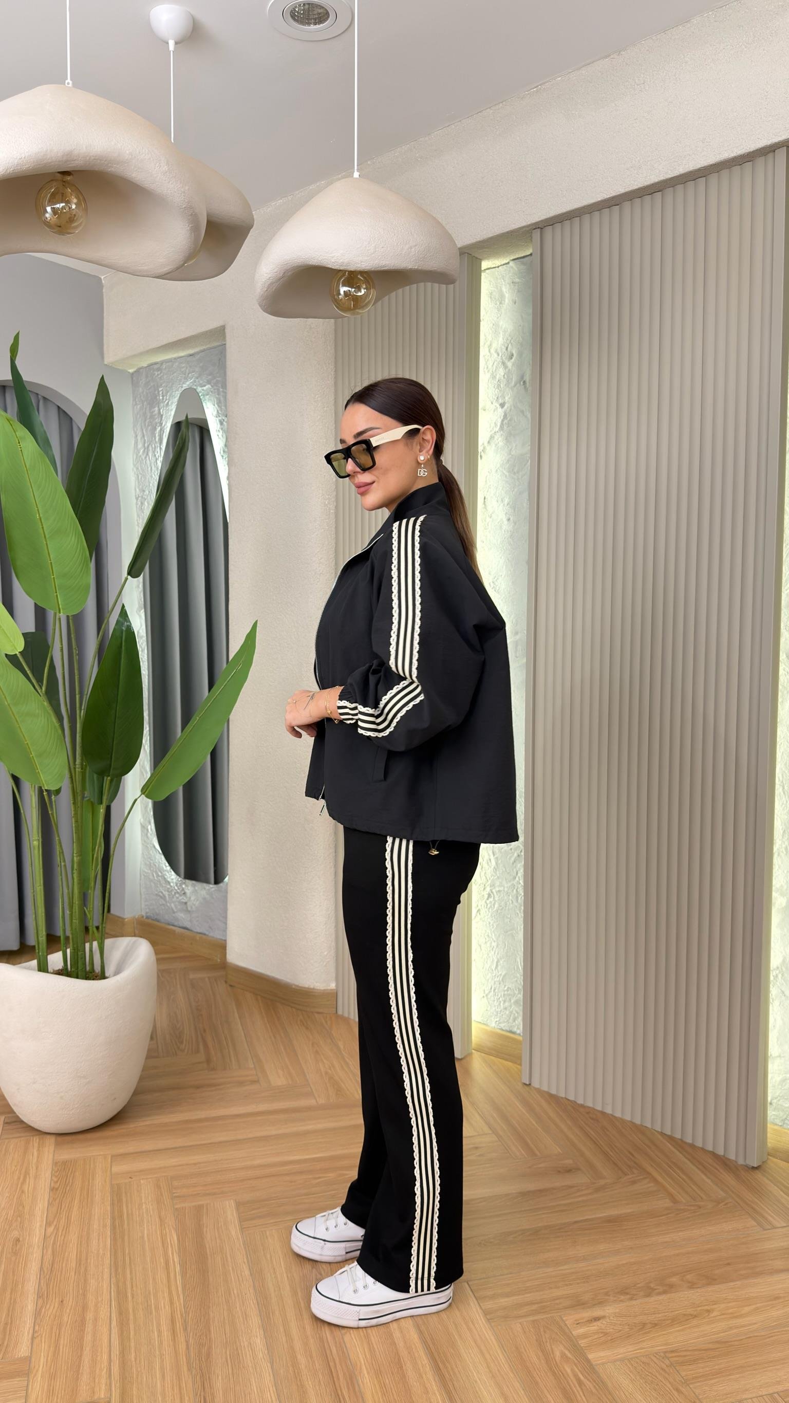 Melona Şerit Detaylı Paraşüt Ceketli Üçlü Takım