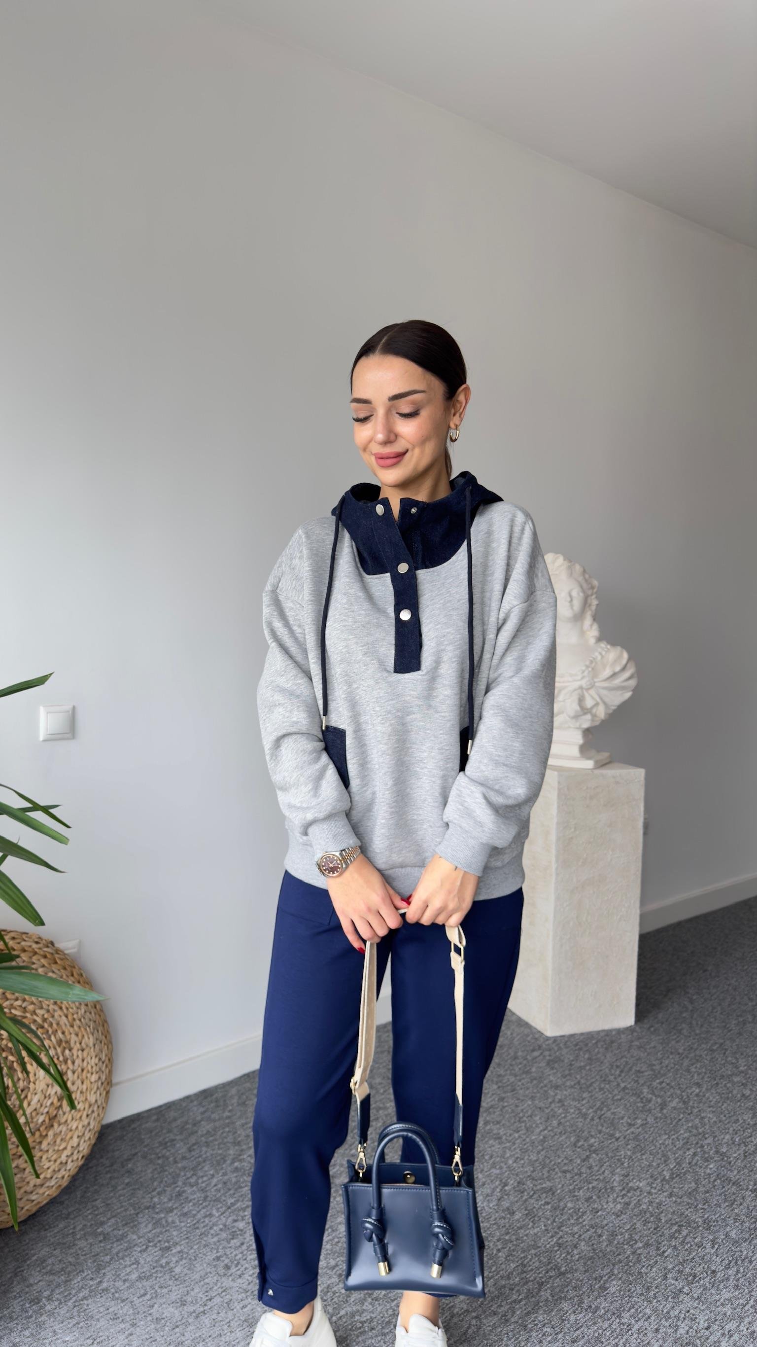 Zra Model Kot Detaylı Kapüşonlu Sweatshirt