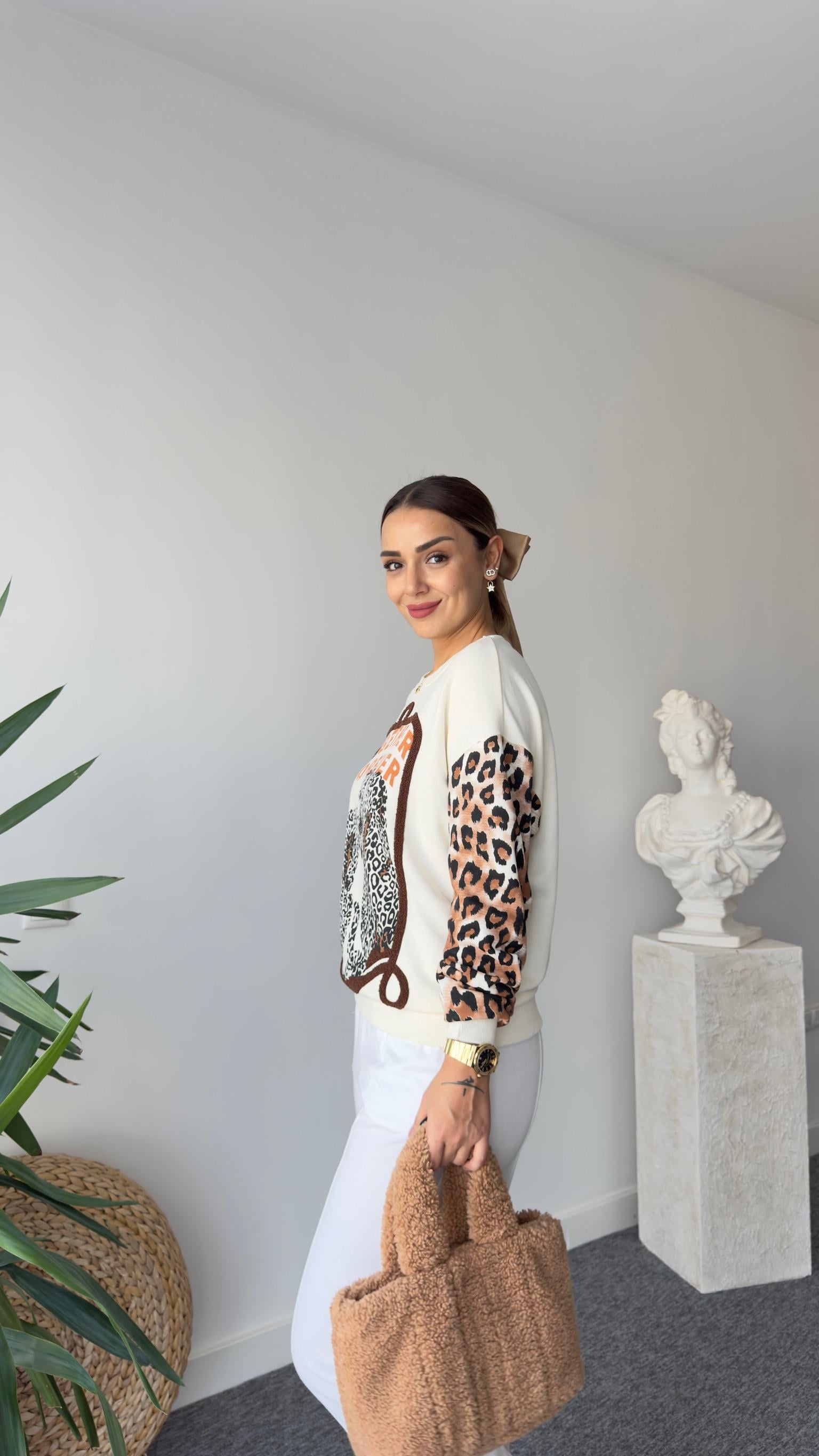 Brat Kollar Leopar Desenli Baskılı Sweat