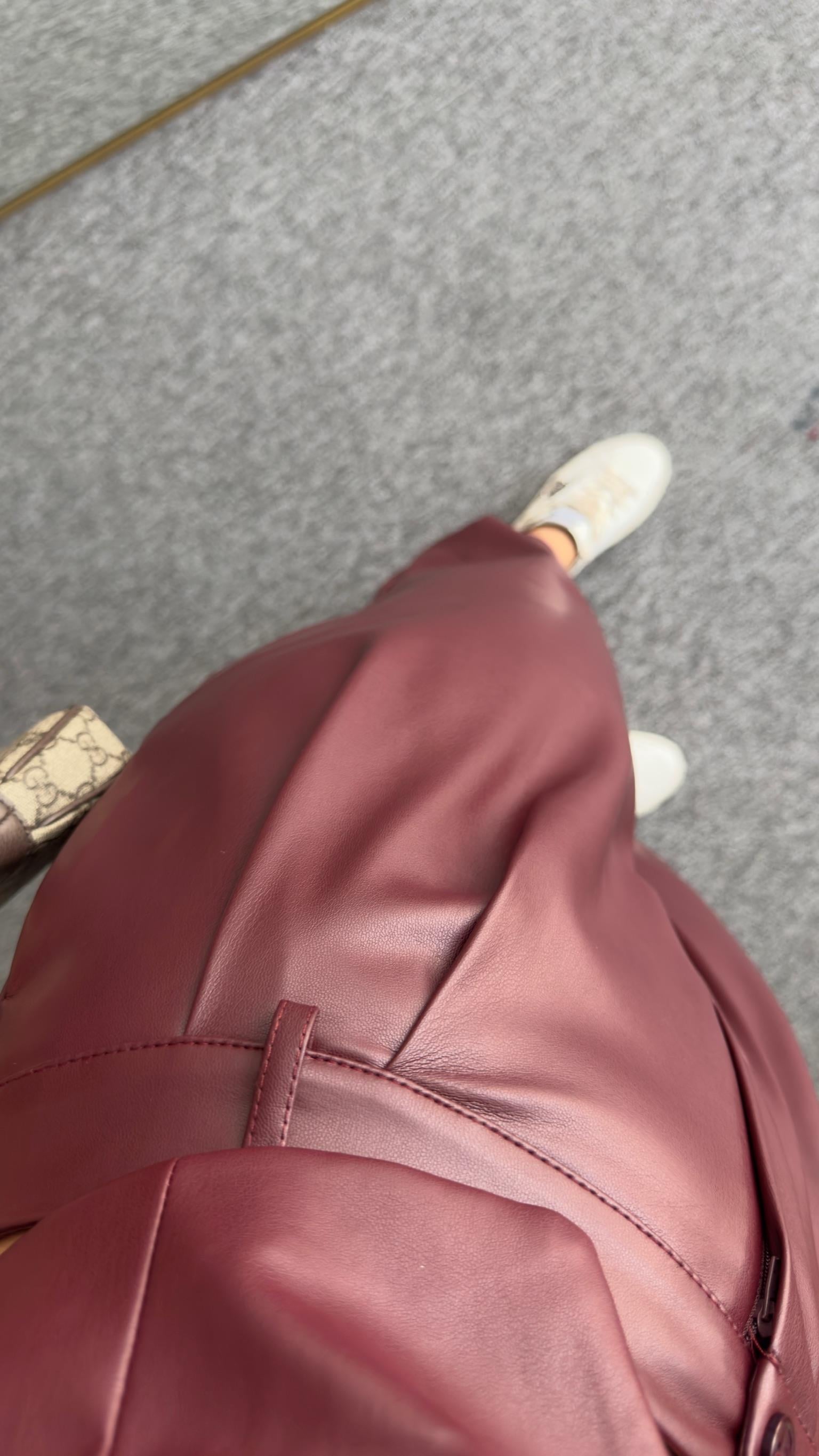 Vance Paça Düğmeli Balon Bordo Deri Pantolon